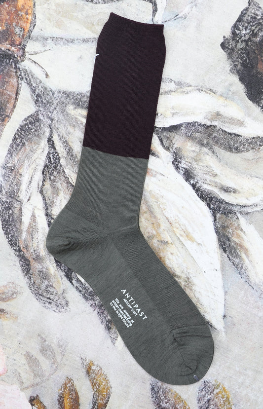 Grey & Wine Two Tone Socks