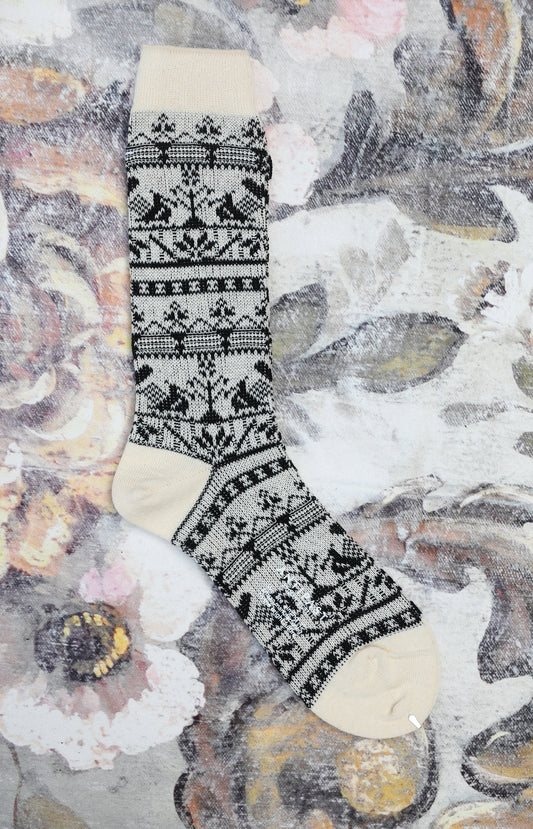 Ivory Nordic Bird Socks