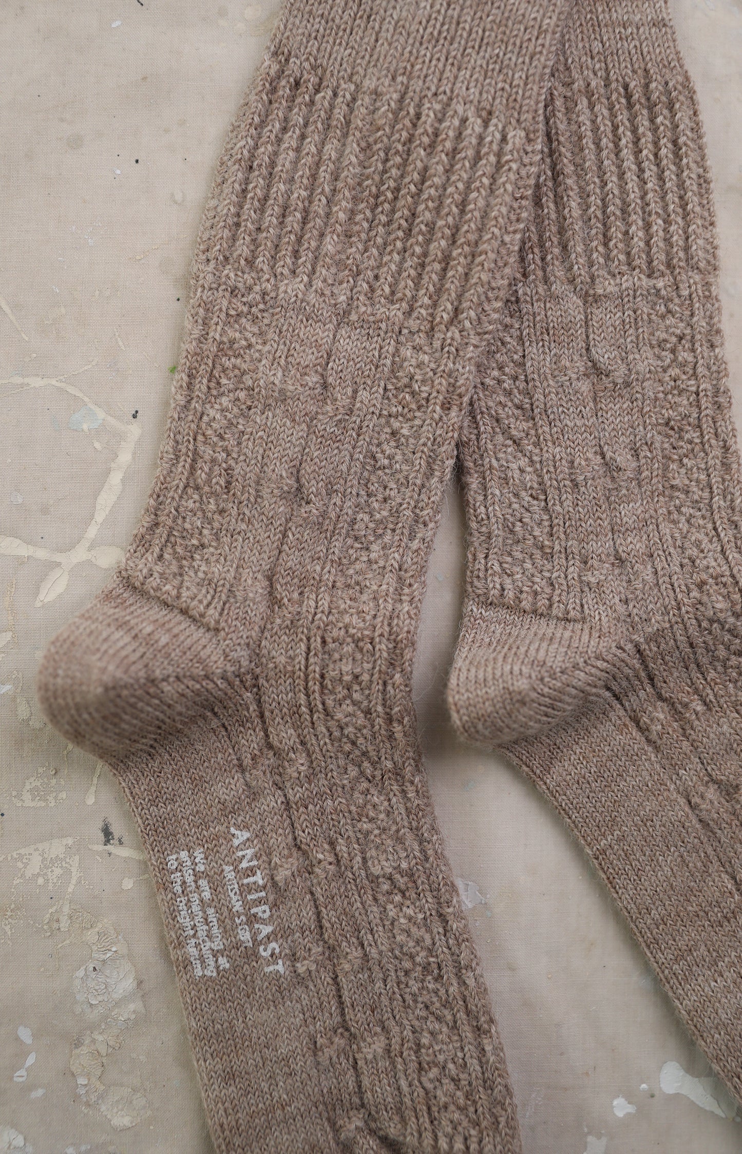 Beige Cable Knit Socks