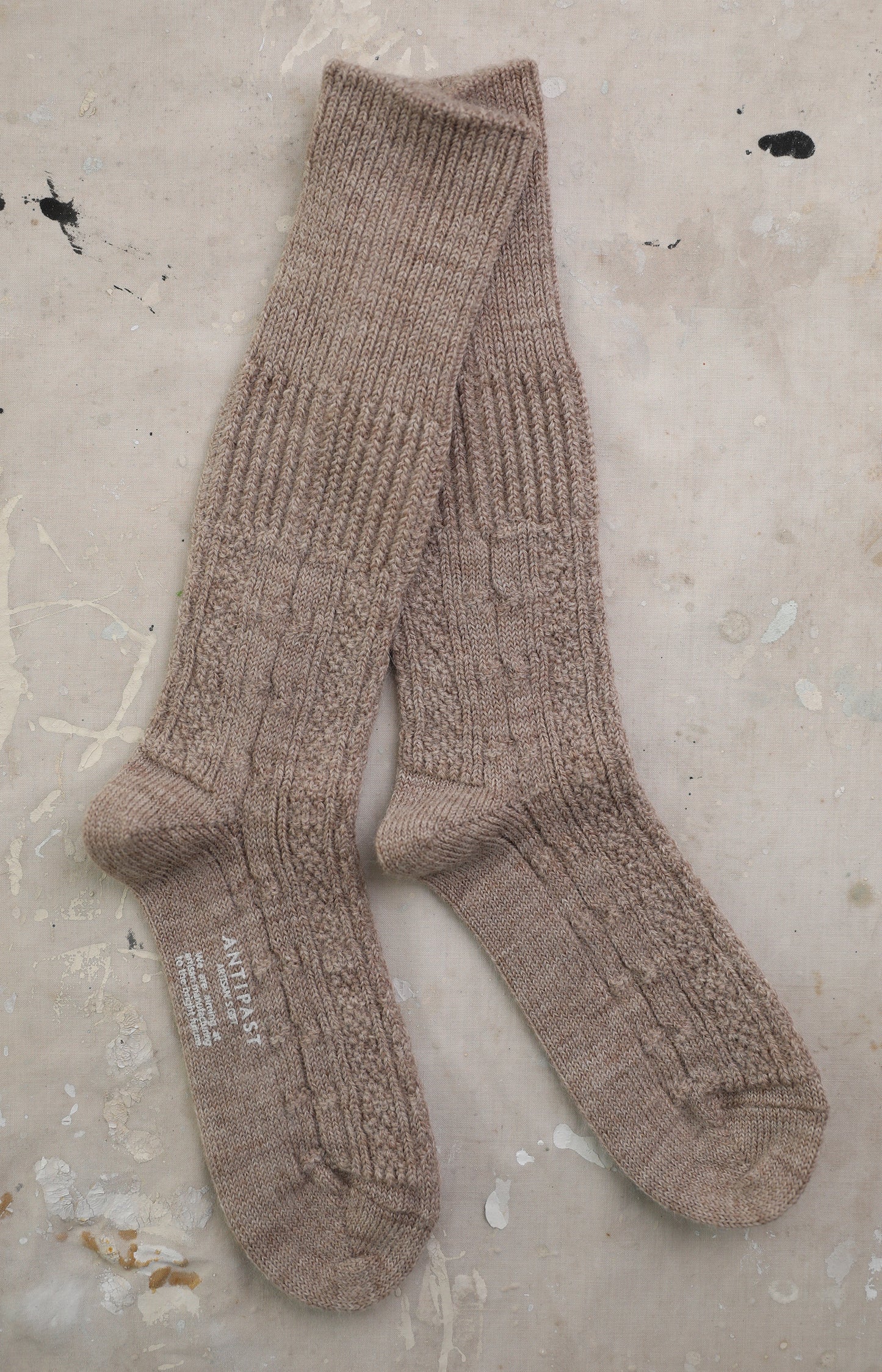 Beige Cable Knit Socks