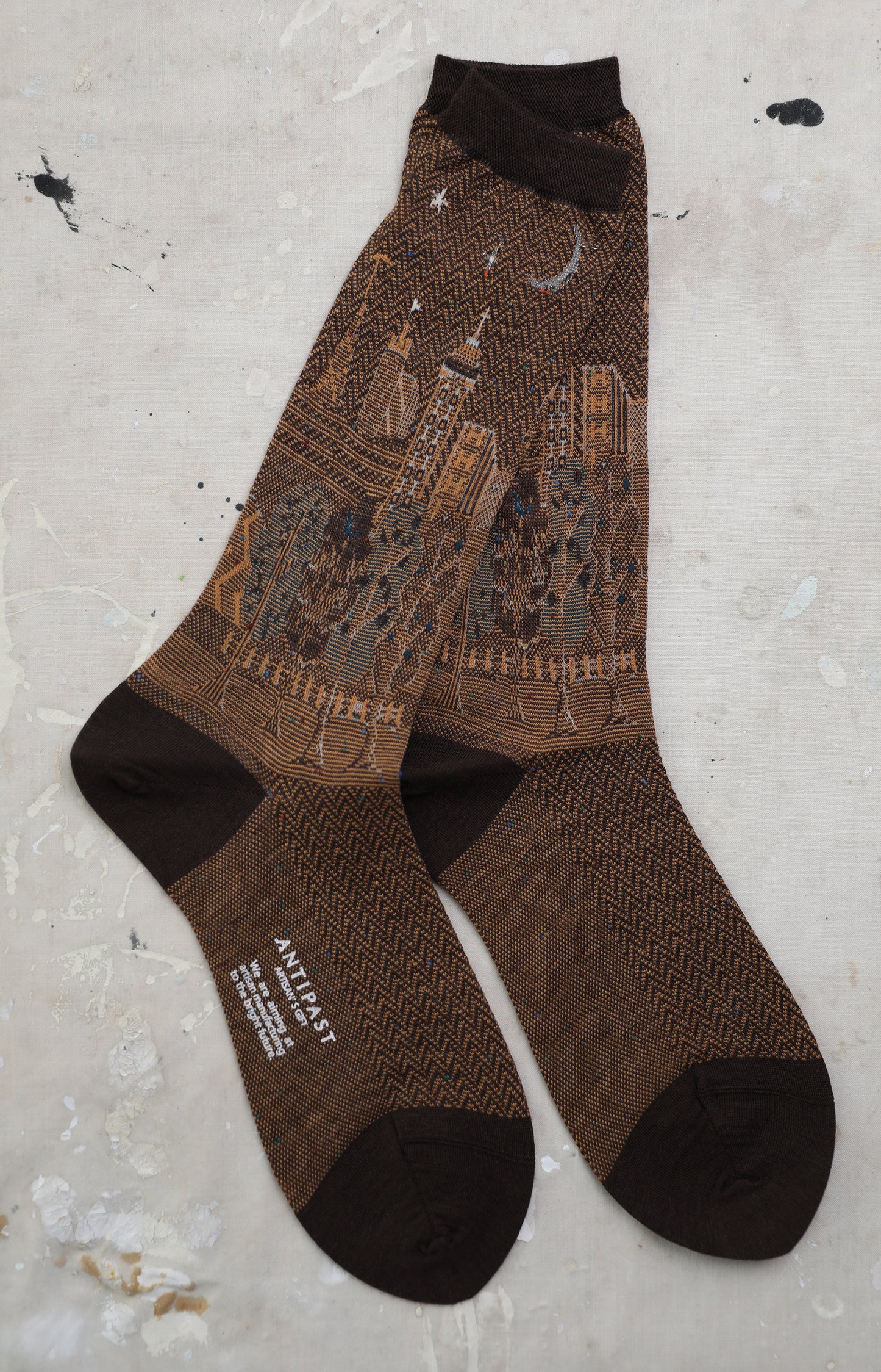 Brown City Scape Socks