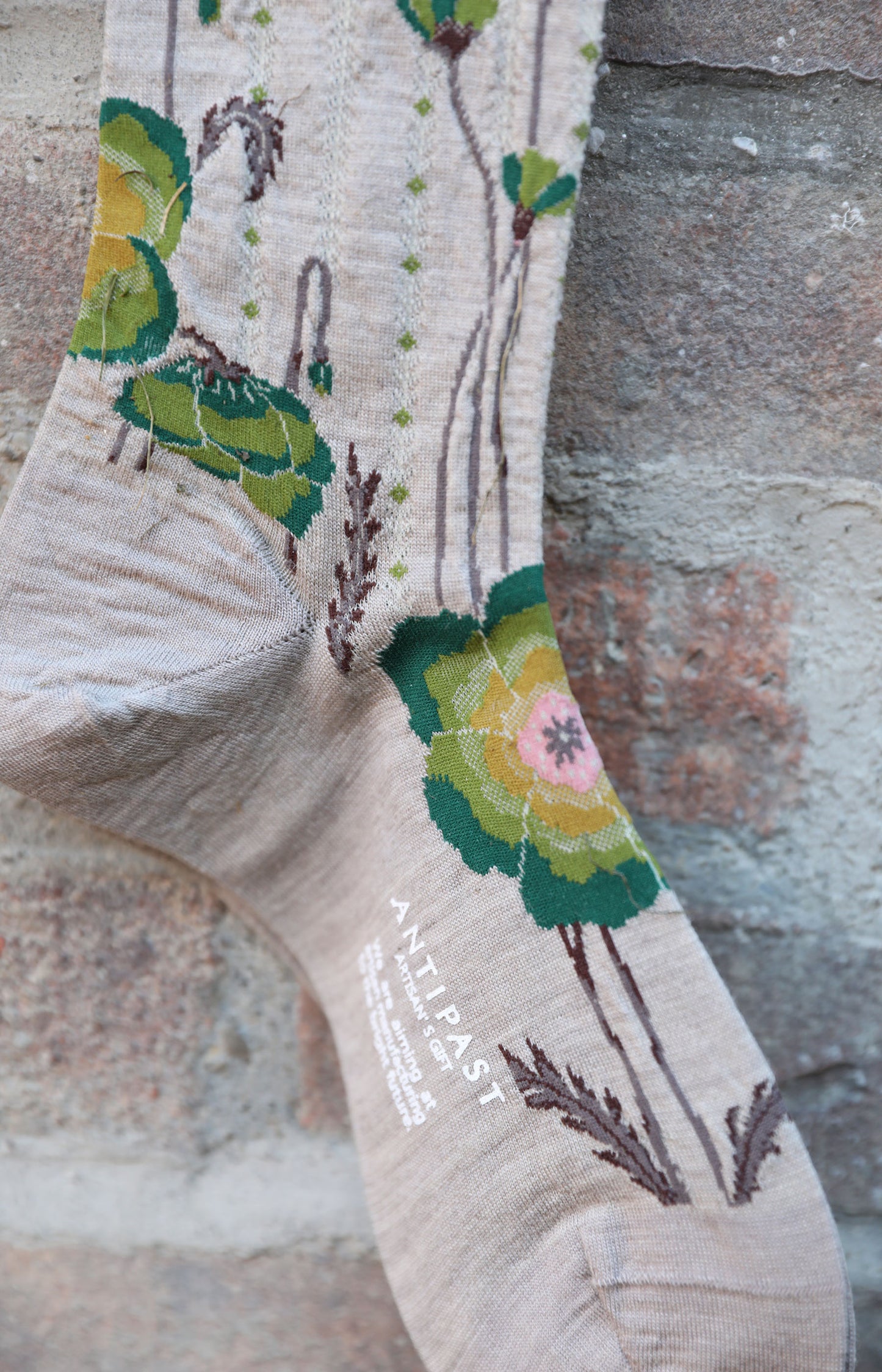 Greige Bold Blooms Socks