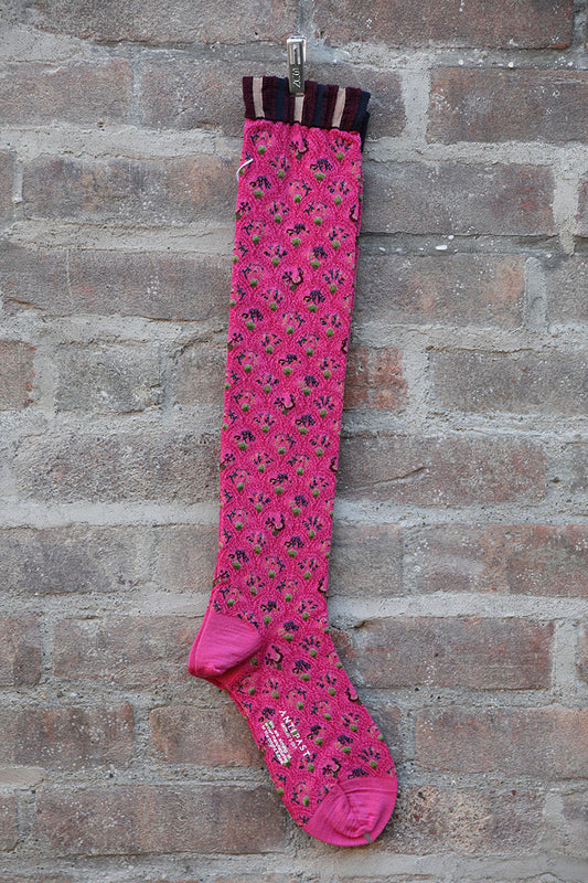 Magenta Fun Fan Knee Socks