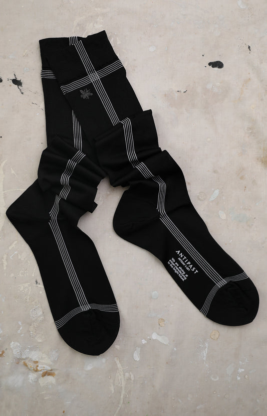 Tall Black Silk Side Line Socks