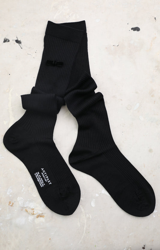 Tall Black Ribbon Socks