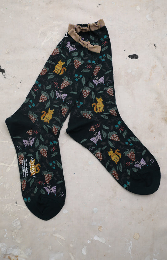 Green Garden Cat Socks