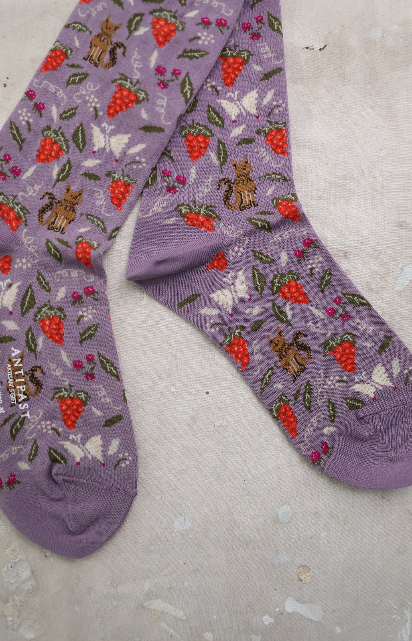 Lavender Garden Cat Socks