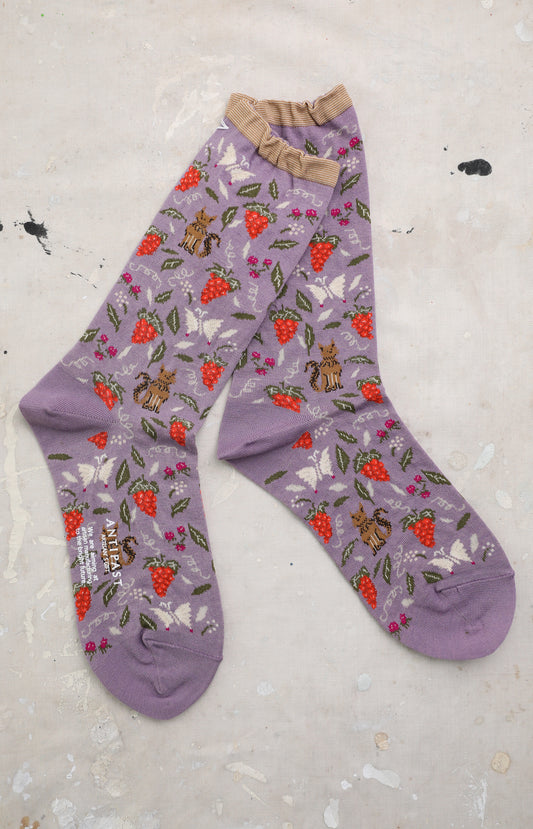 Lavender Garden Cat Socks