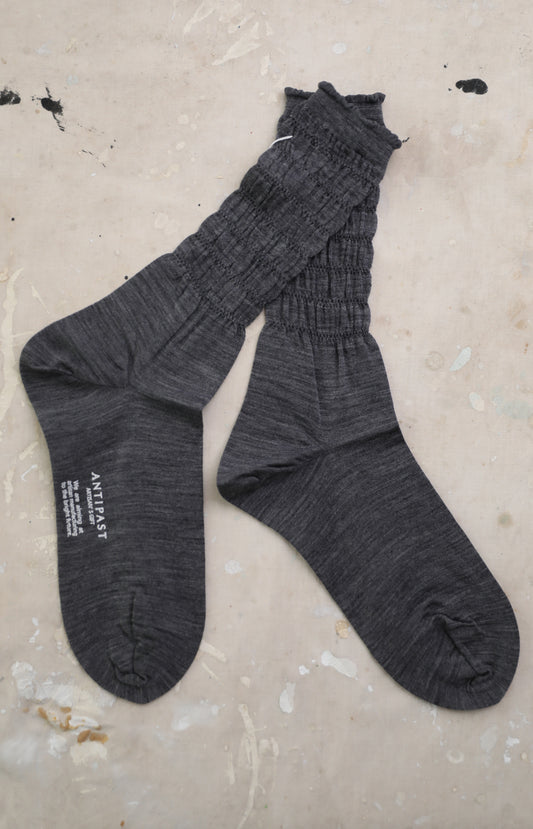Grey Shirring Socks