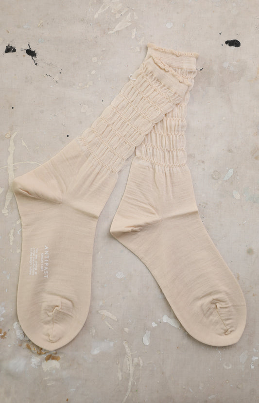 Ivory Shirring Socks