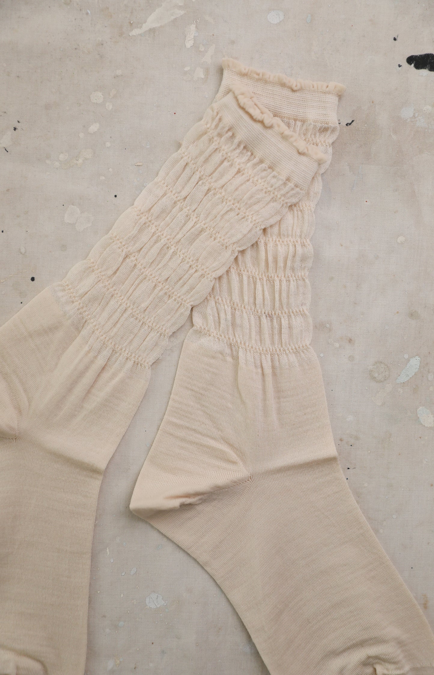 Ivory Shirring Socks