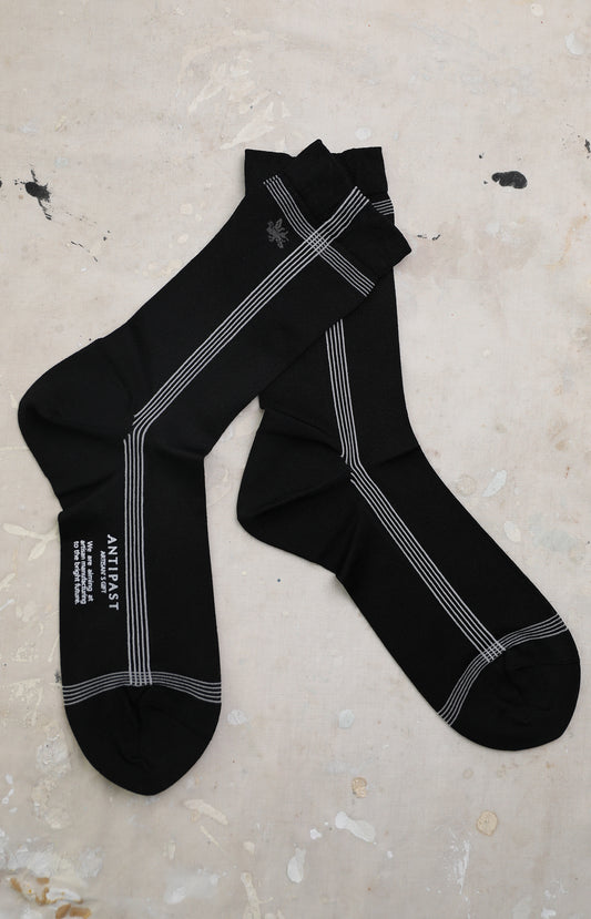 Black Silk Side Line Socks