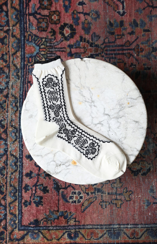 Ivory See Through Flower Socks