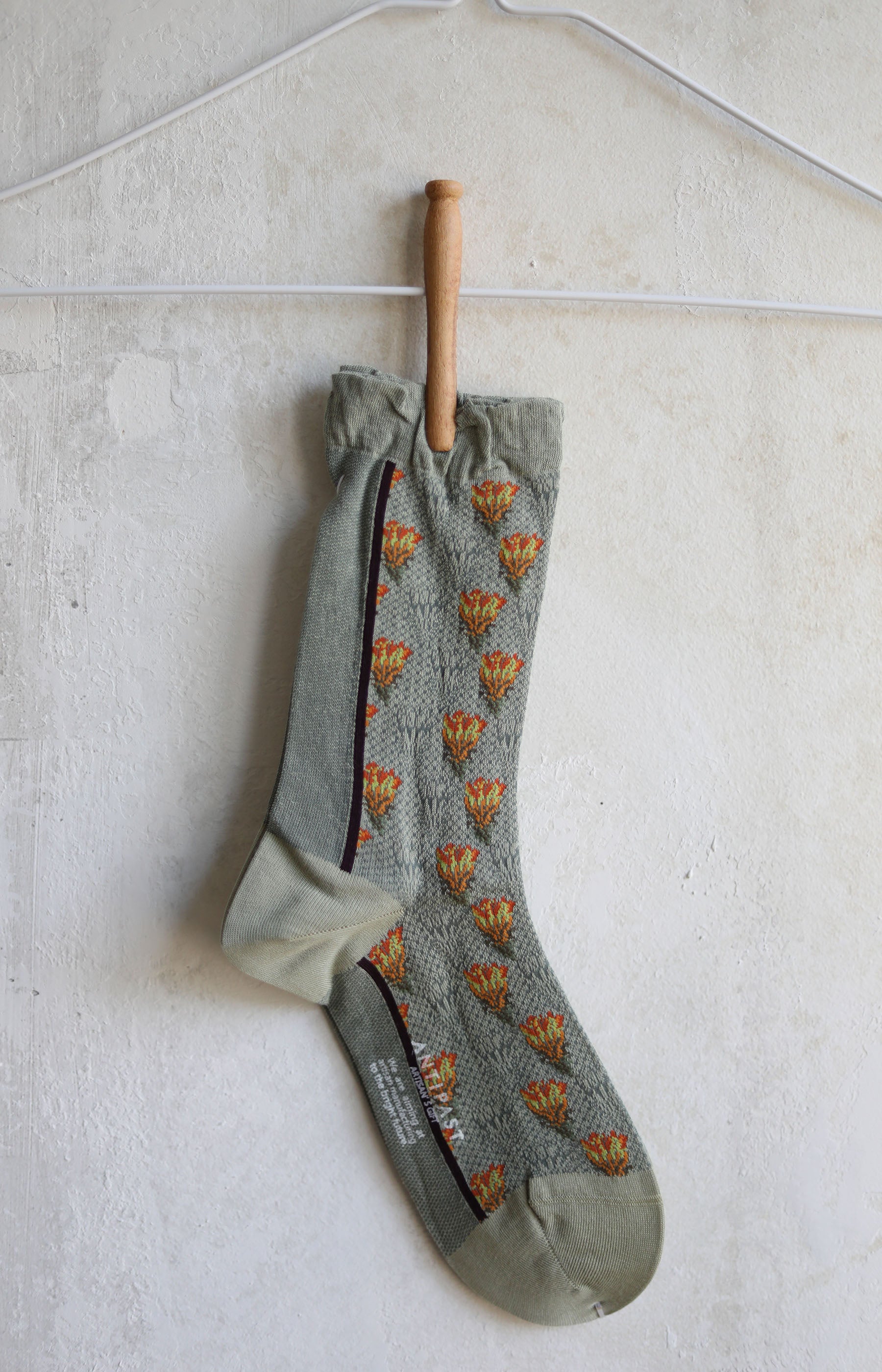 Sage Cactus Flower Socks