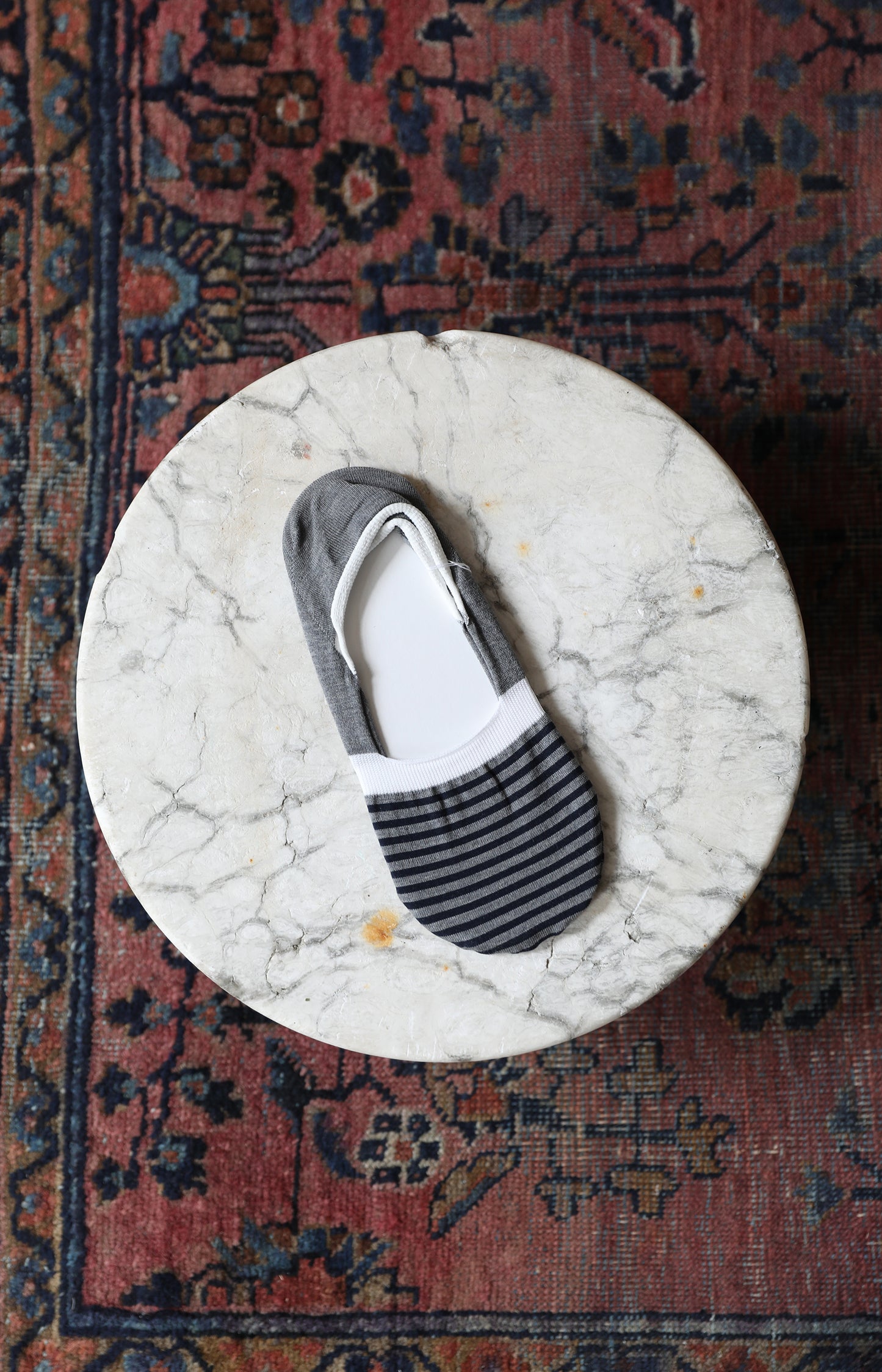 Grey Stripe Footie Socks