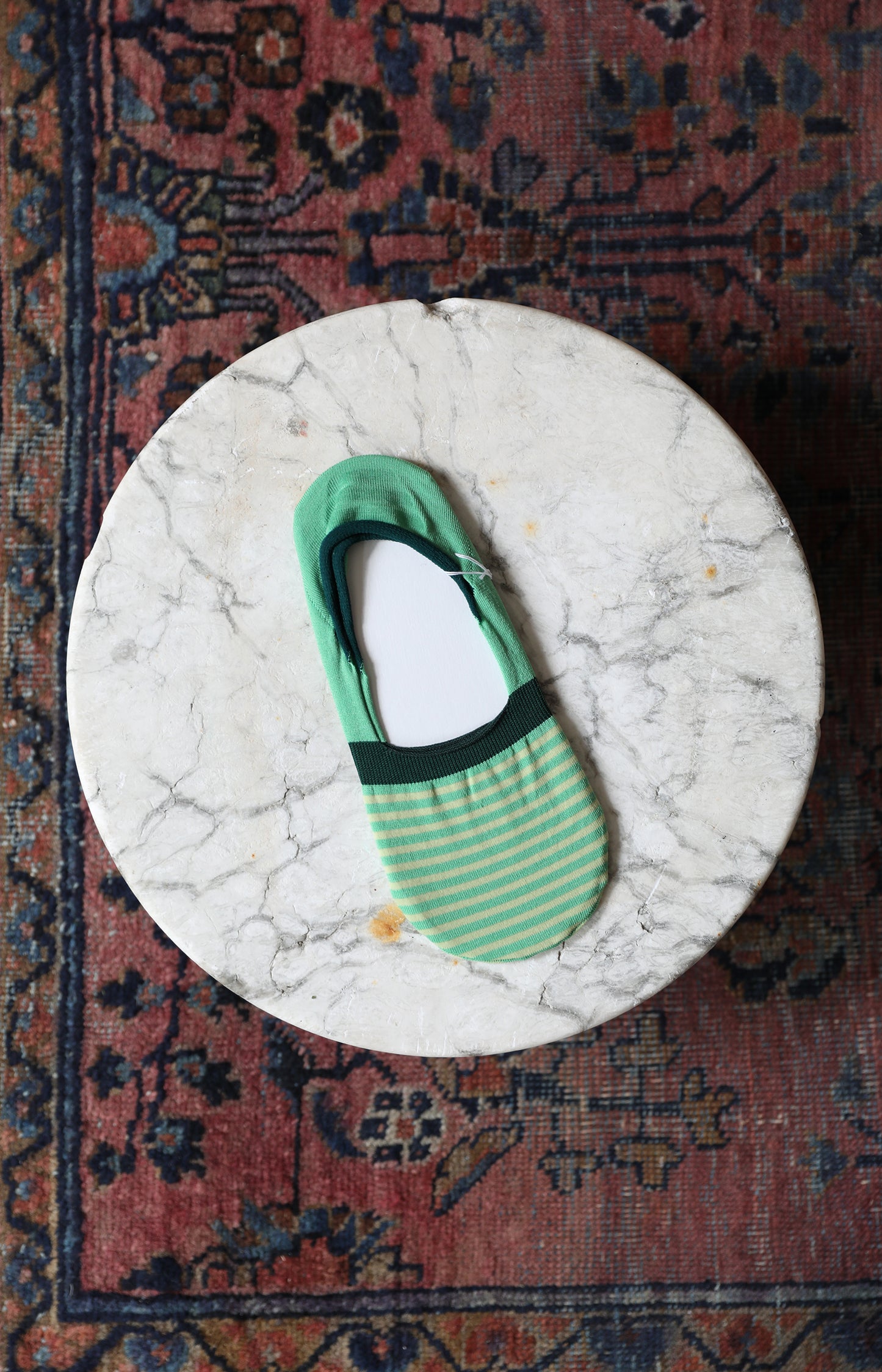 Green Stripe Footie Socks
