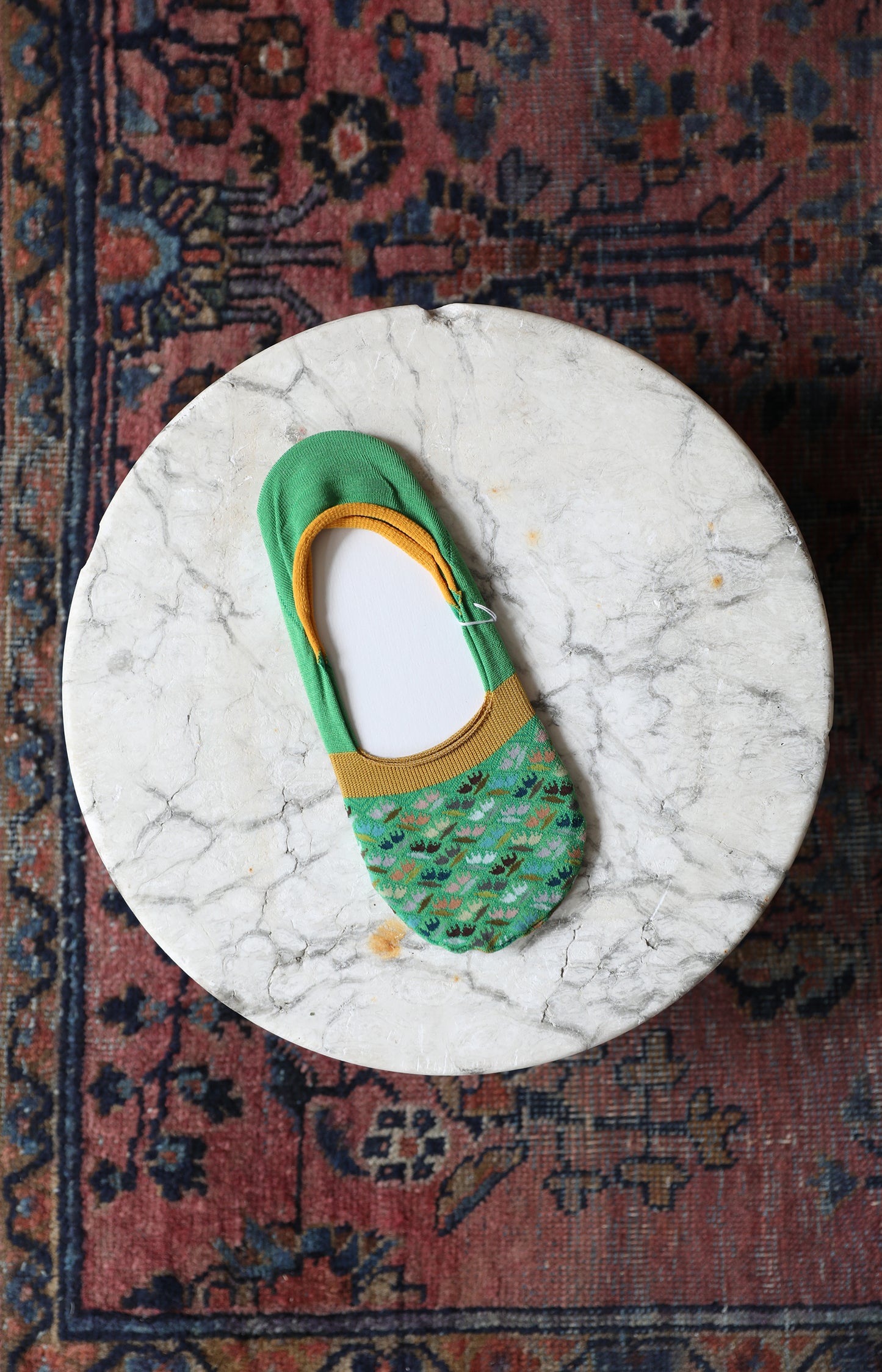 Green Dancing Tulip Footie Socks