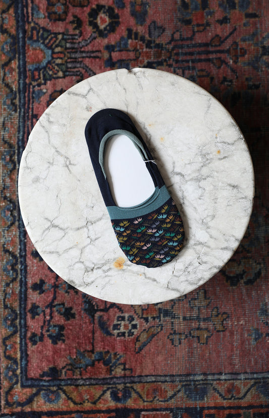 Navy Dancing Tulip Footie Socks