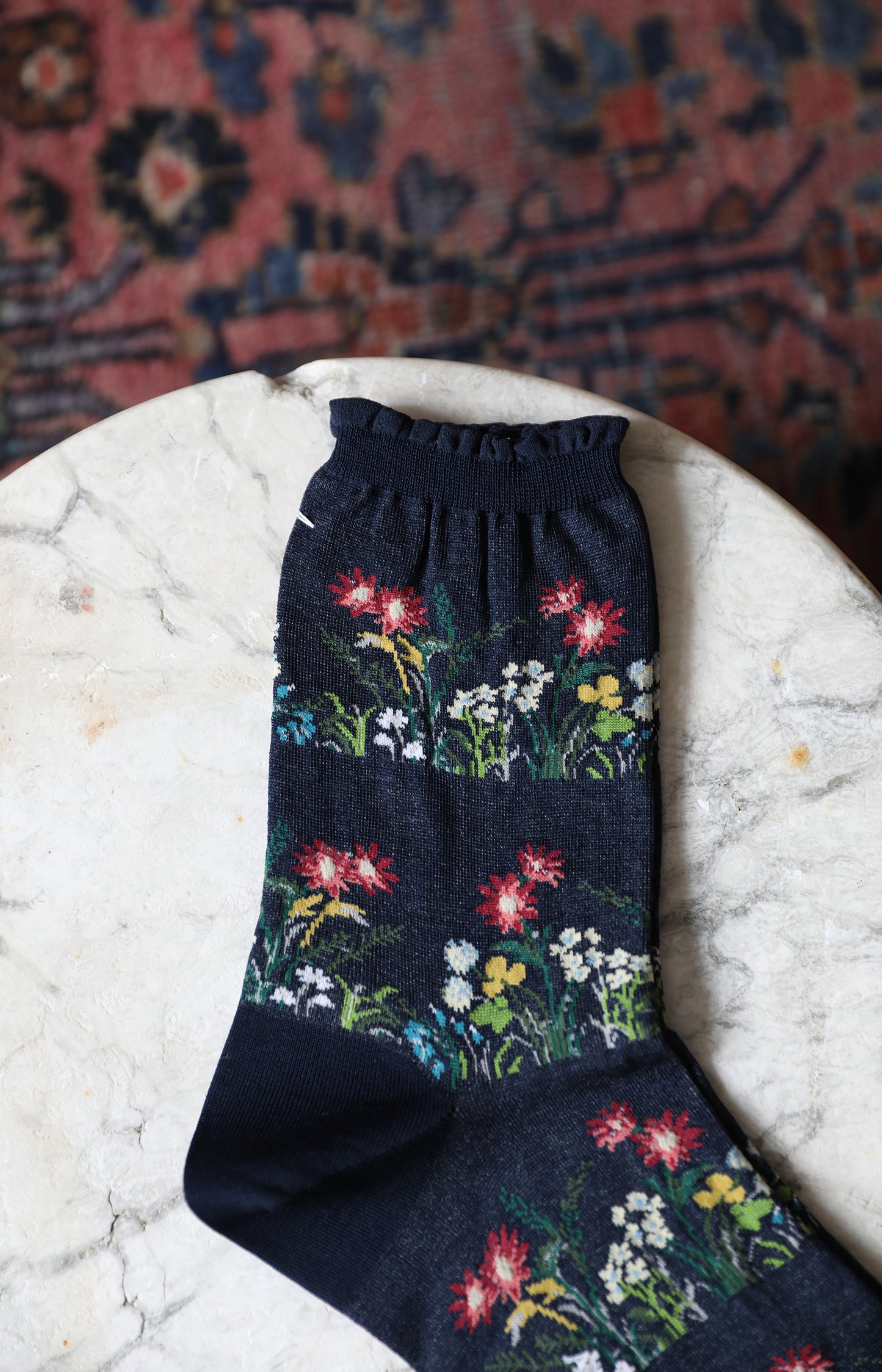 Navy Wild Flowers Socks