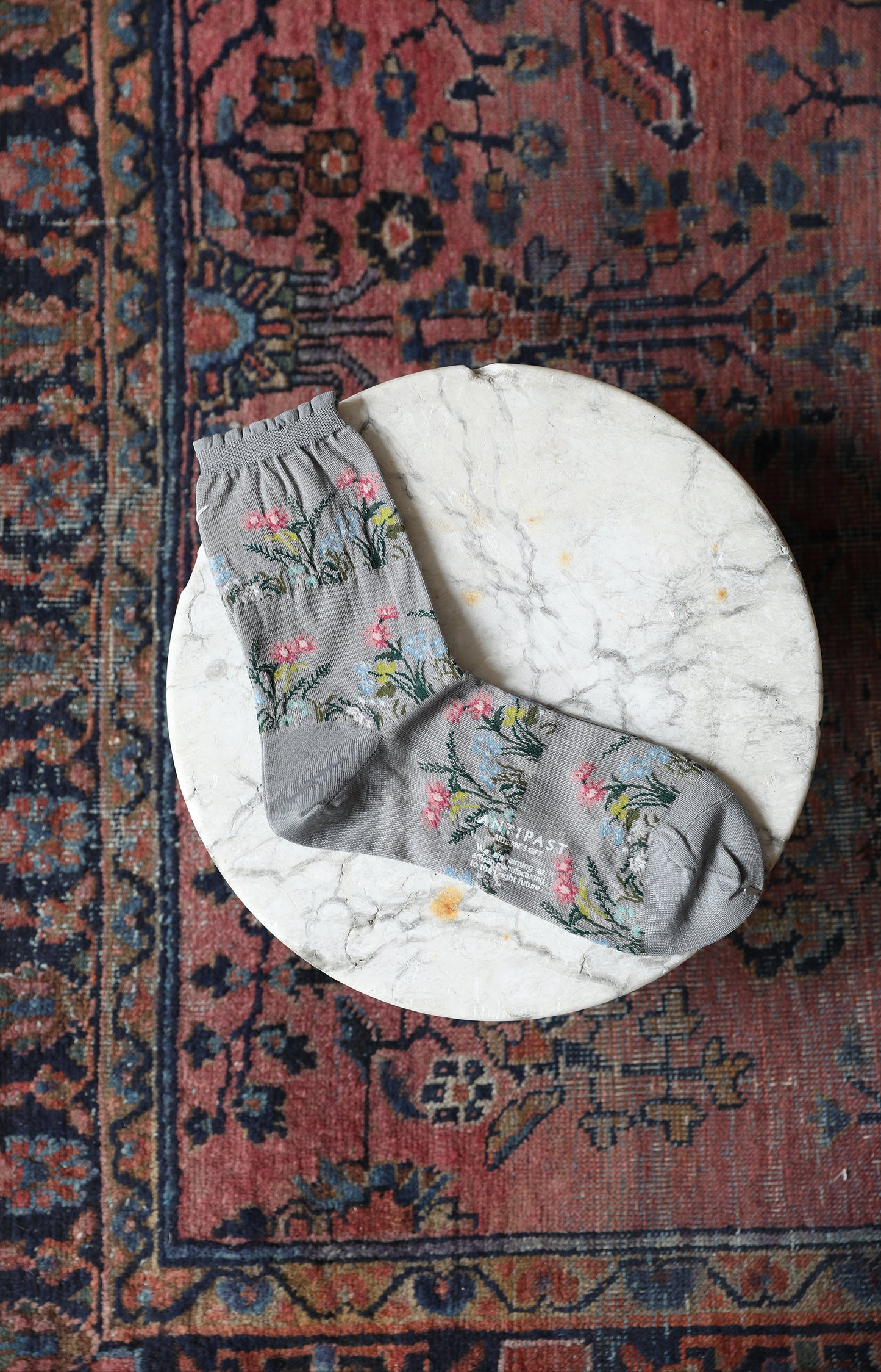 Grey Wild Flowers Socks