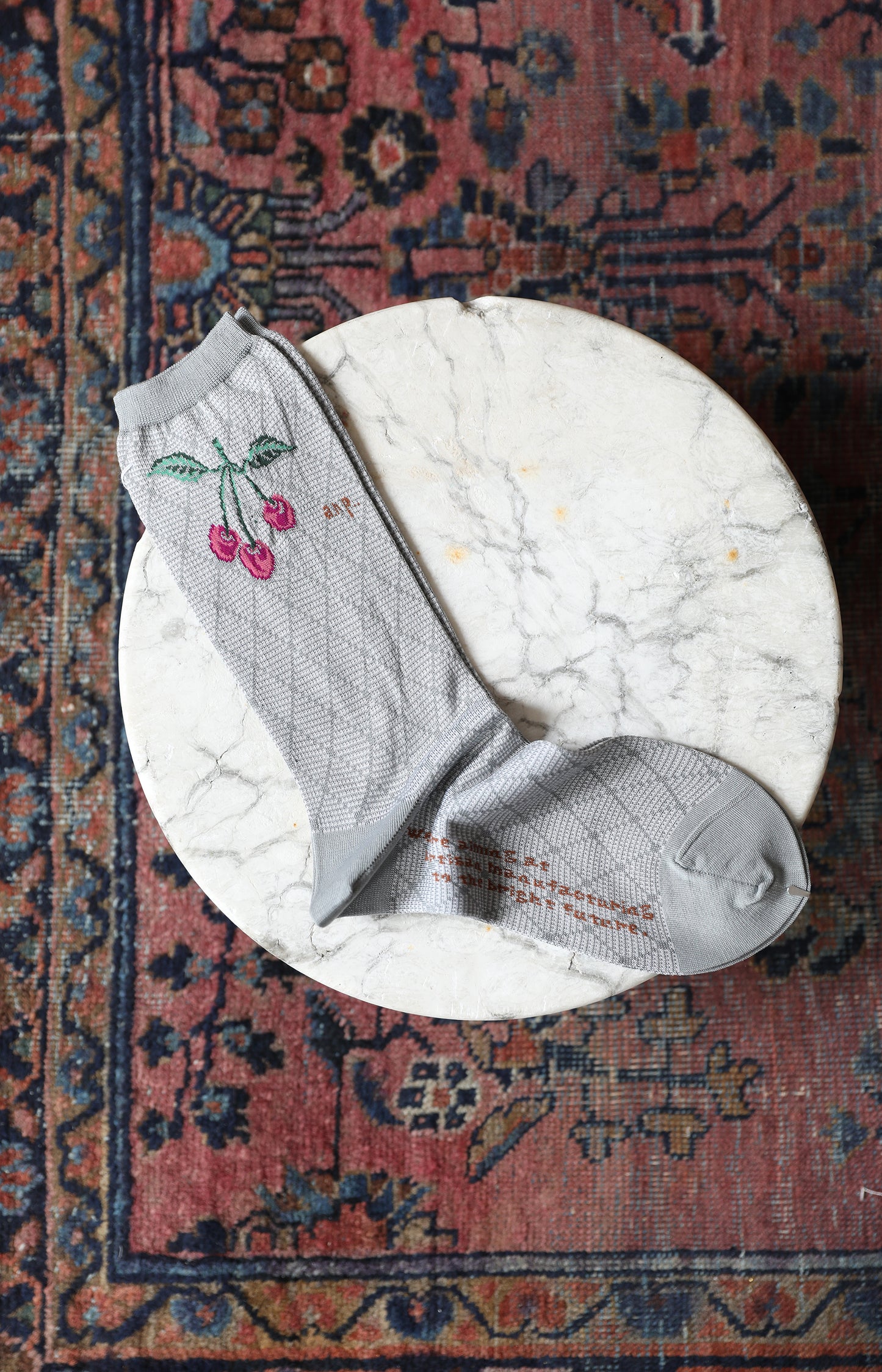 Light Grey Cherry on Diamond Socks