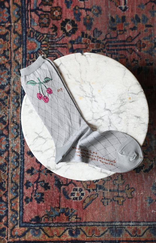 Light Grey Cherry on Diamond Socks
