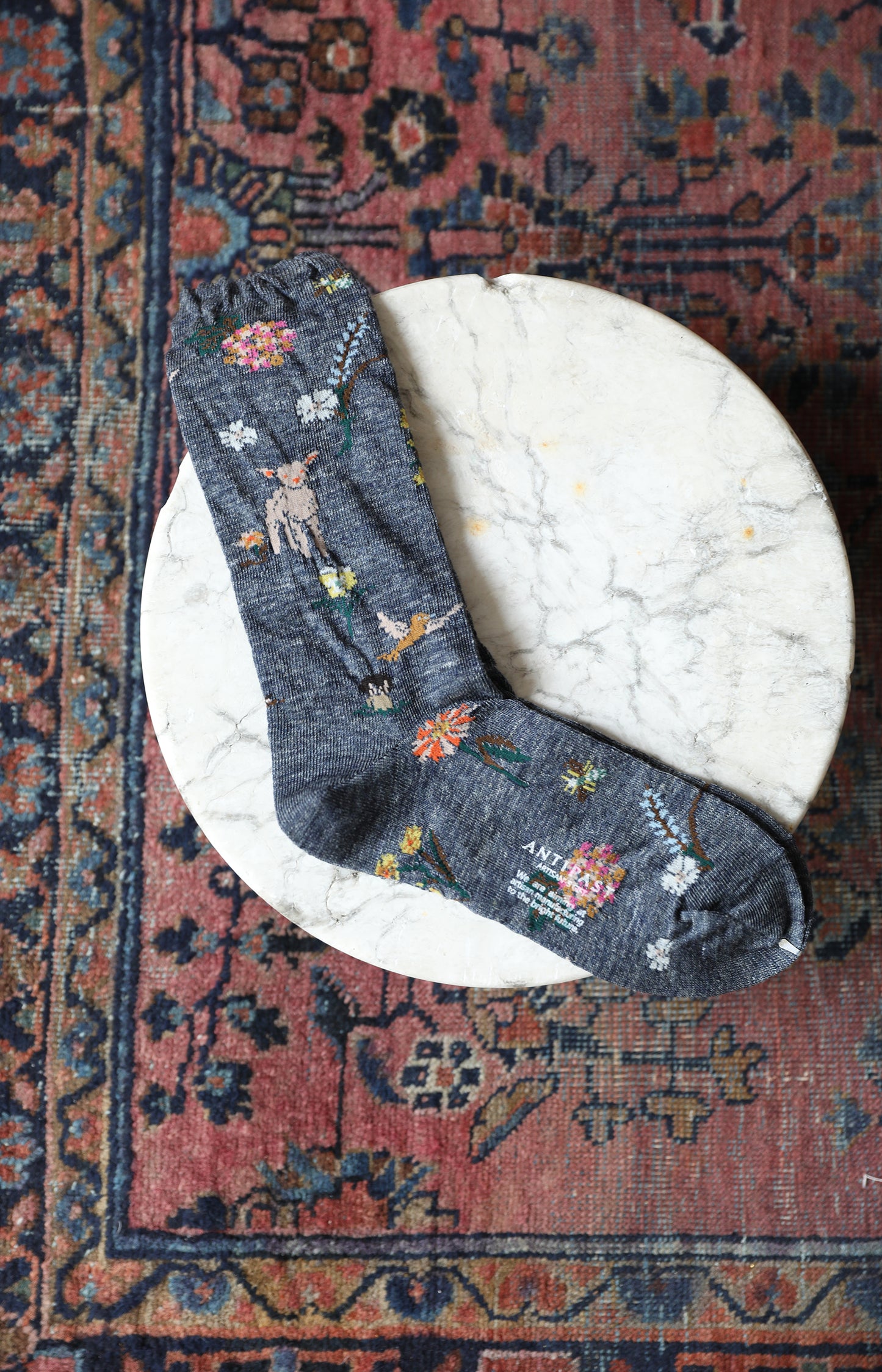 Navy Garden Flowers Socks