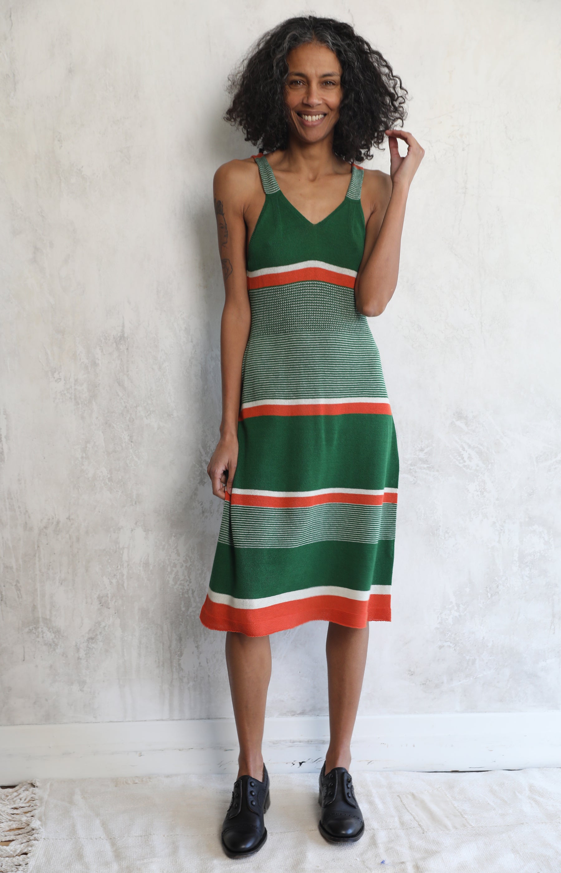 Green Stripe Knit Dress