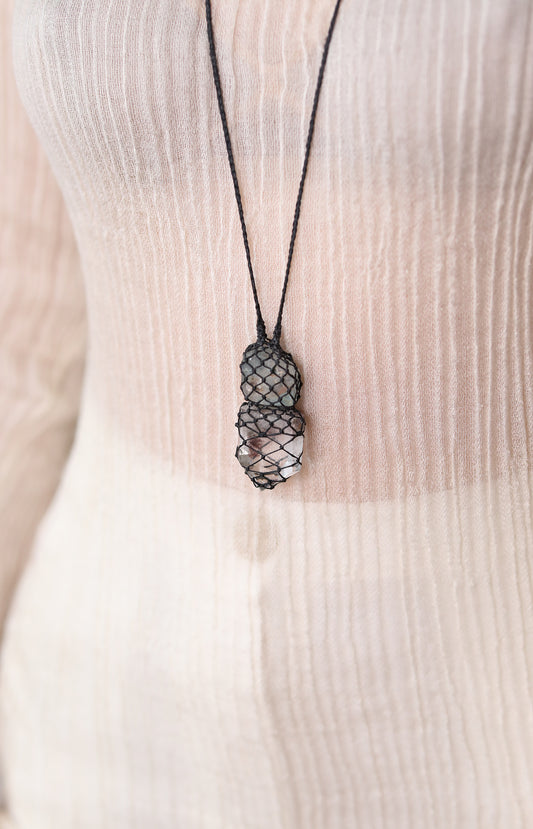 Carina Schott Aquamarine & Quartz Necklace