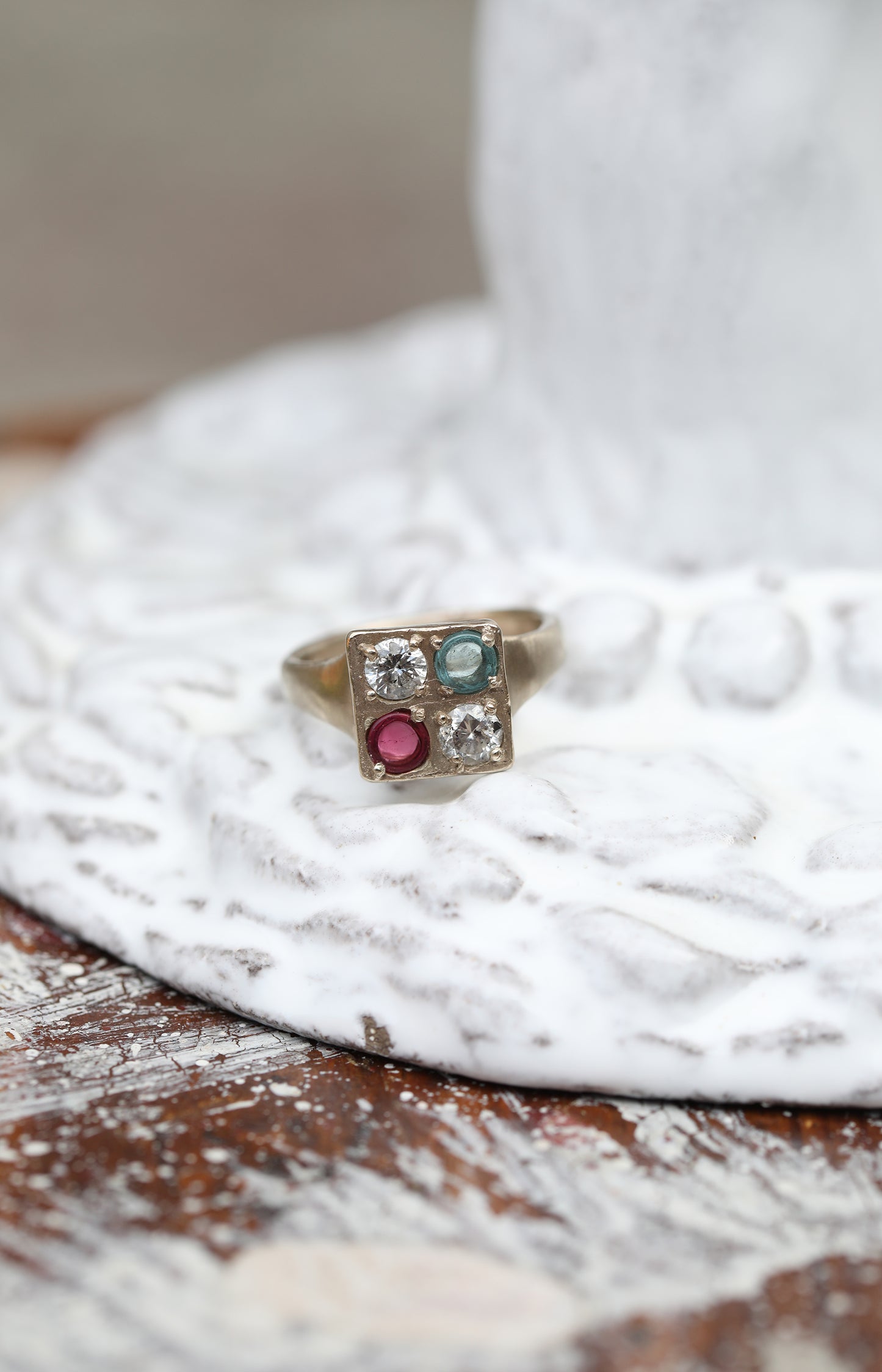 White Gold Square Ring