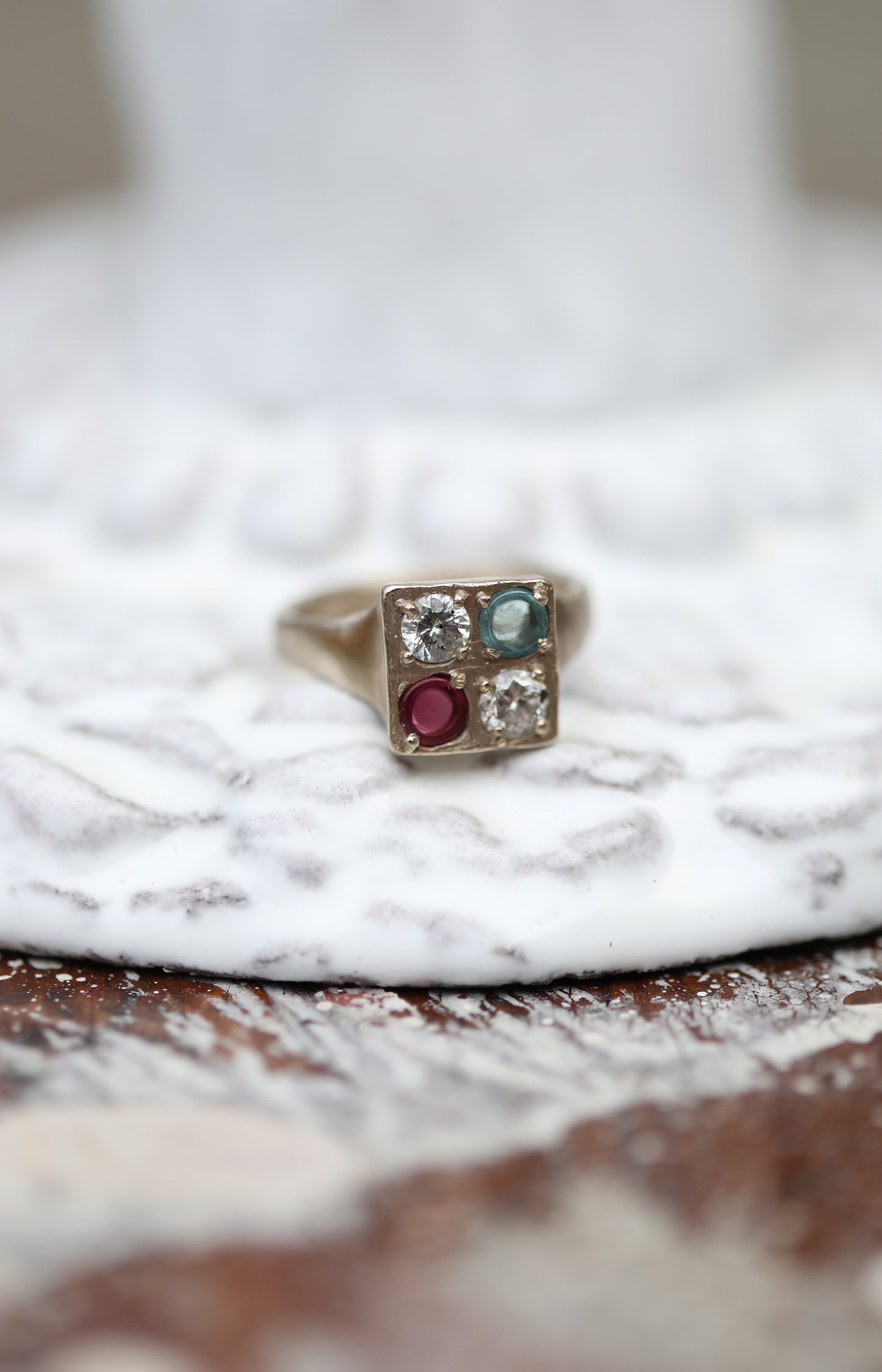 White Gold Square Ring