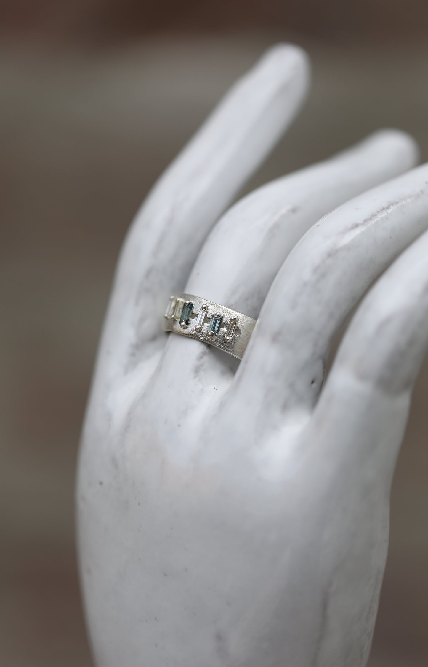 Silver, Diamond & Sapphire Ring