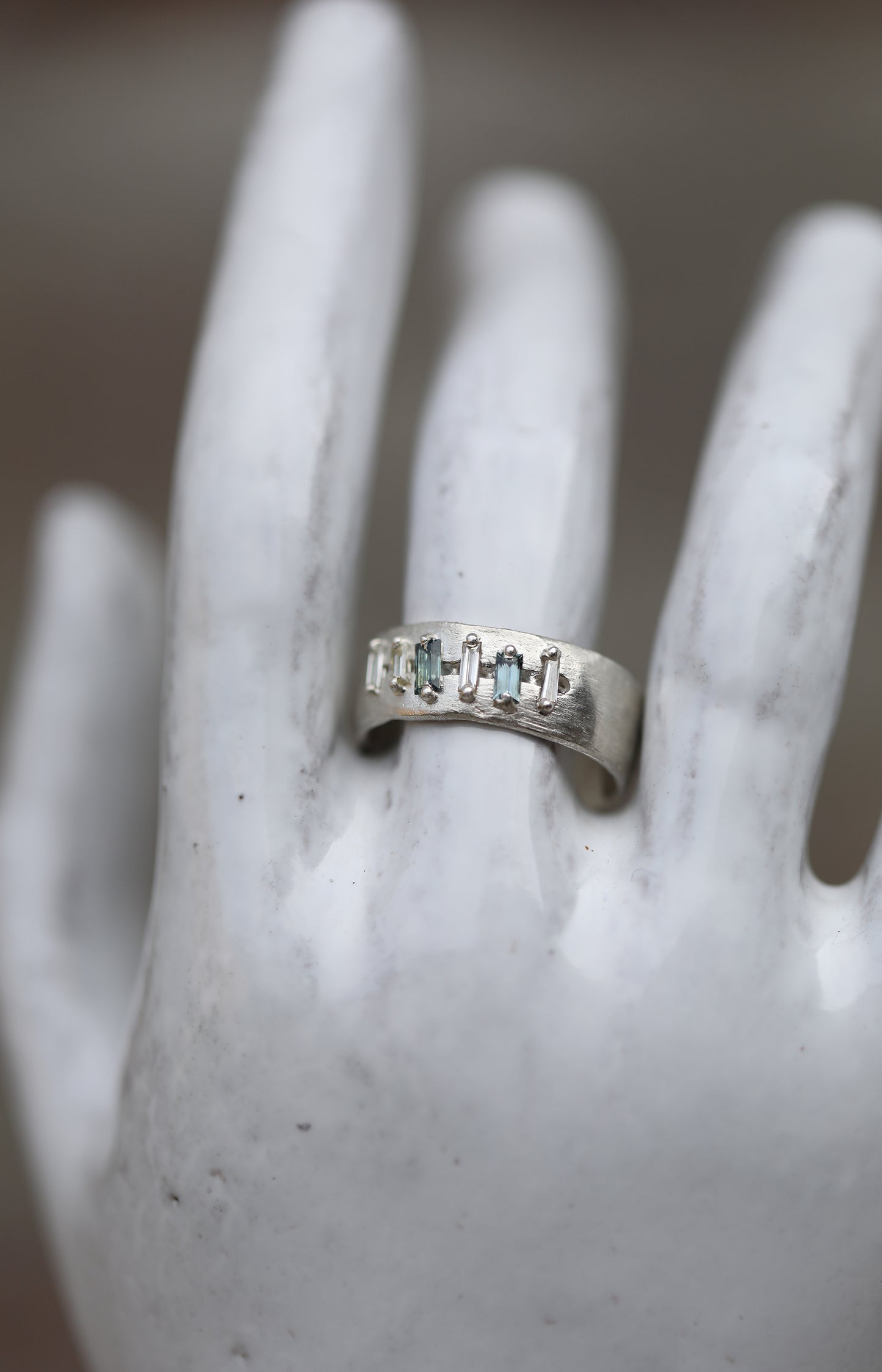 Silver, Diamond & Sapphire Ring