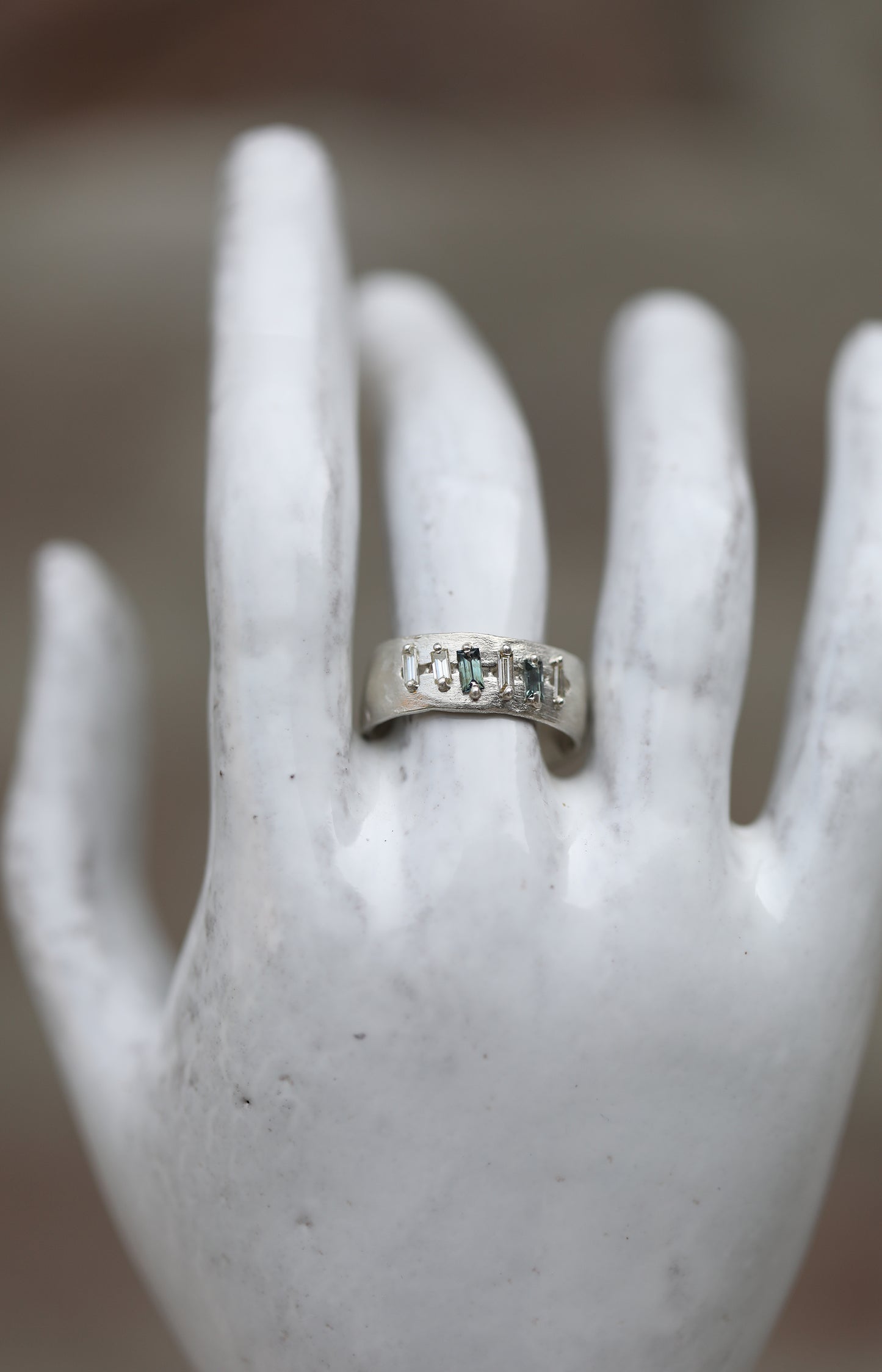 Silver, Diamond & Sapphire Ring