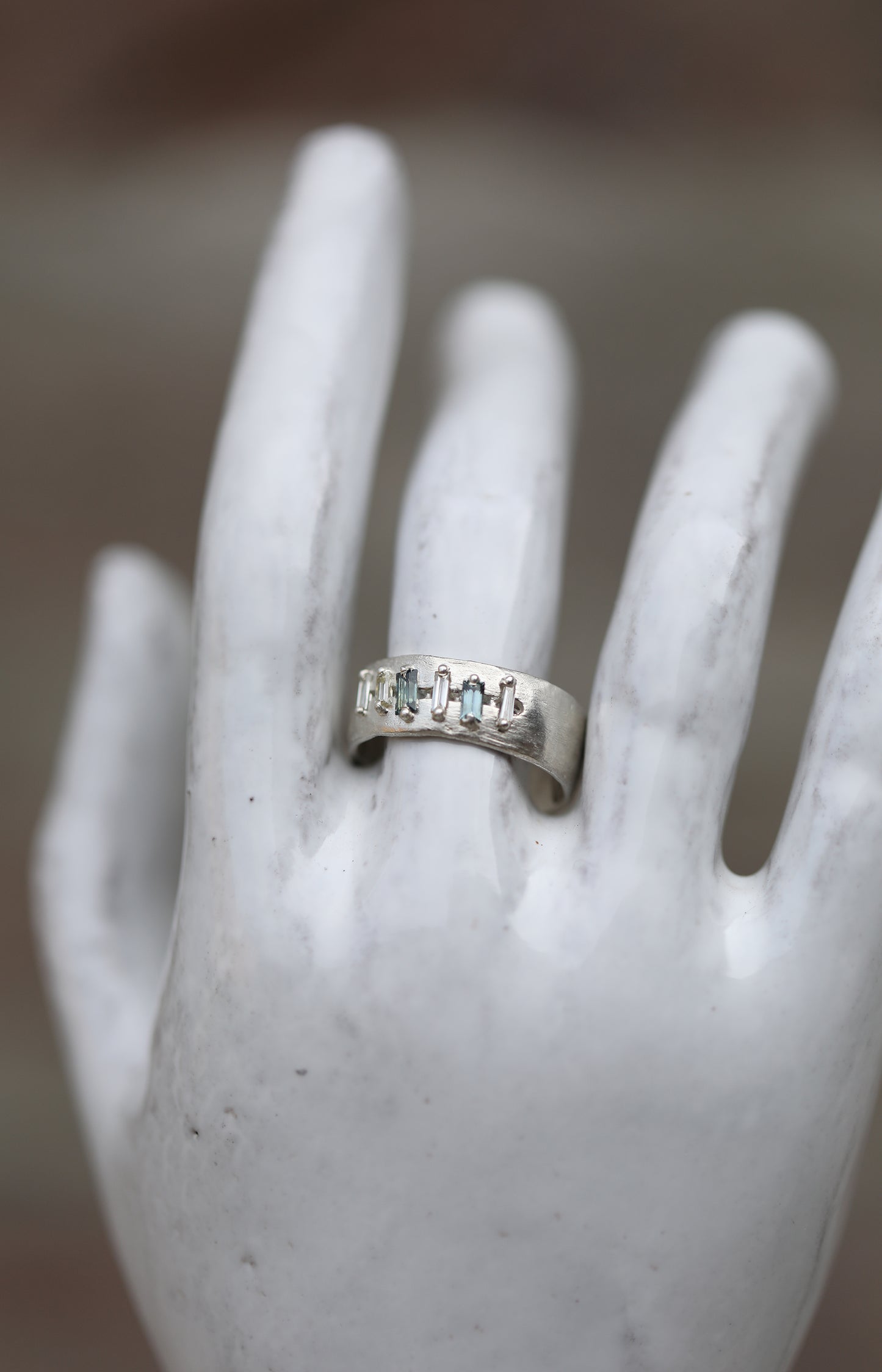 Silver, Diamond & Sapphire Ring