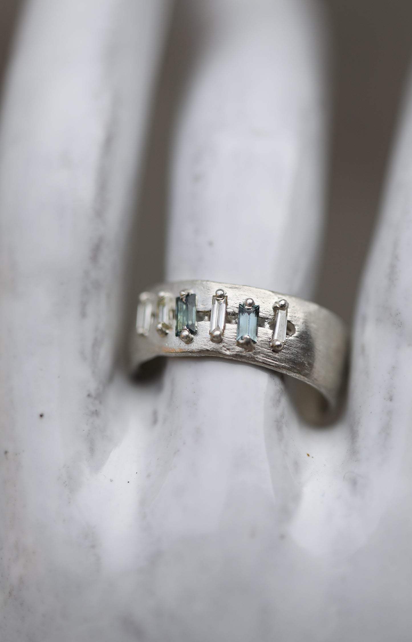 Silver, Diamond & Sapphire Ring