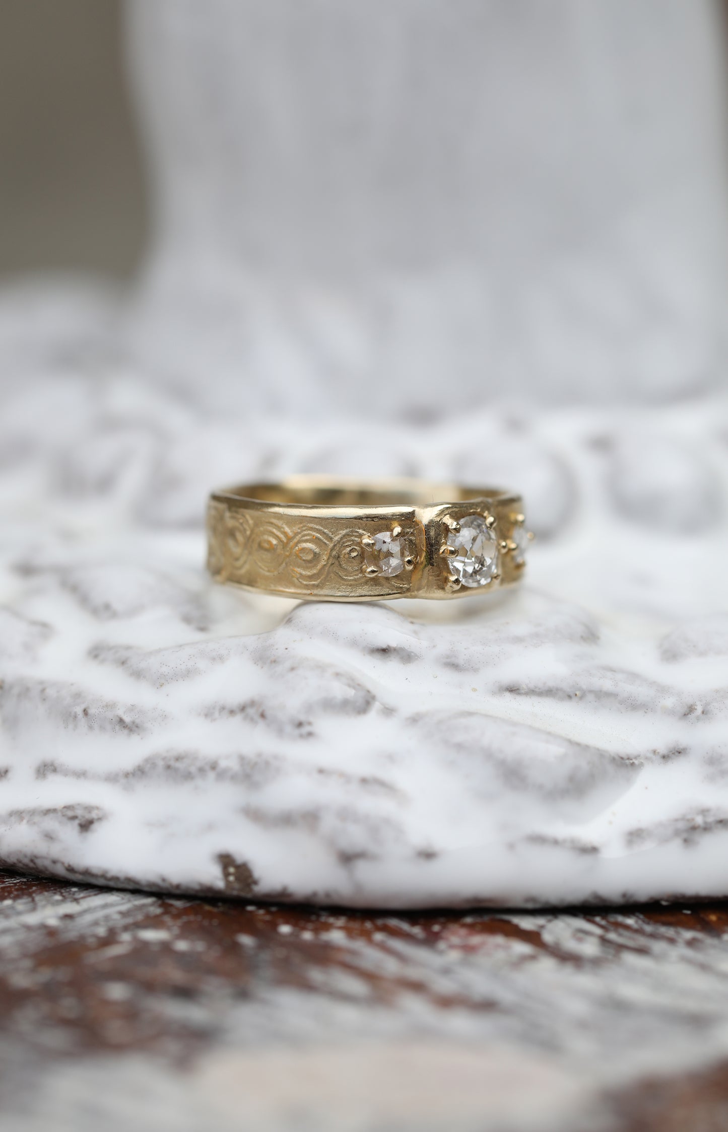 Old Mine Cut Gold Diamond Ring