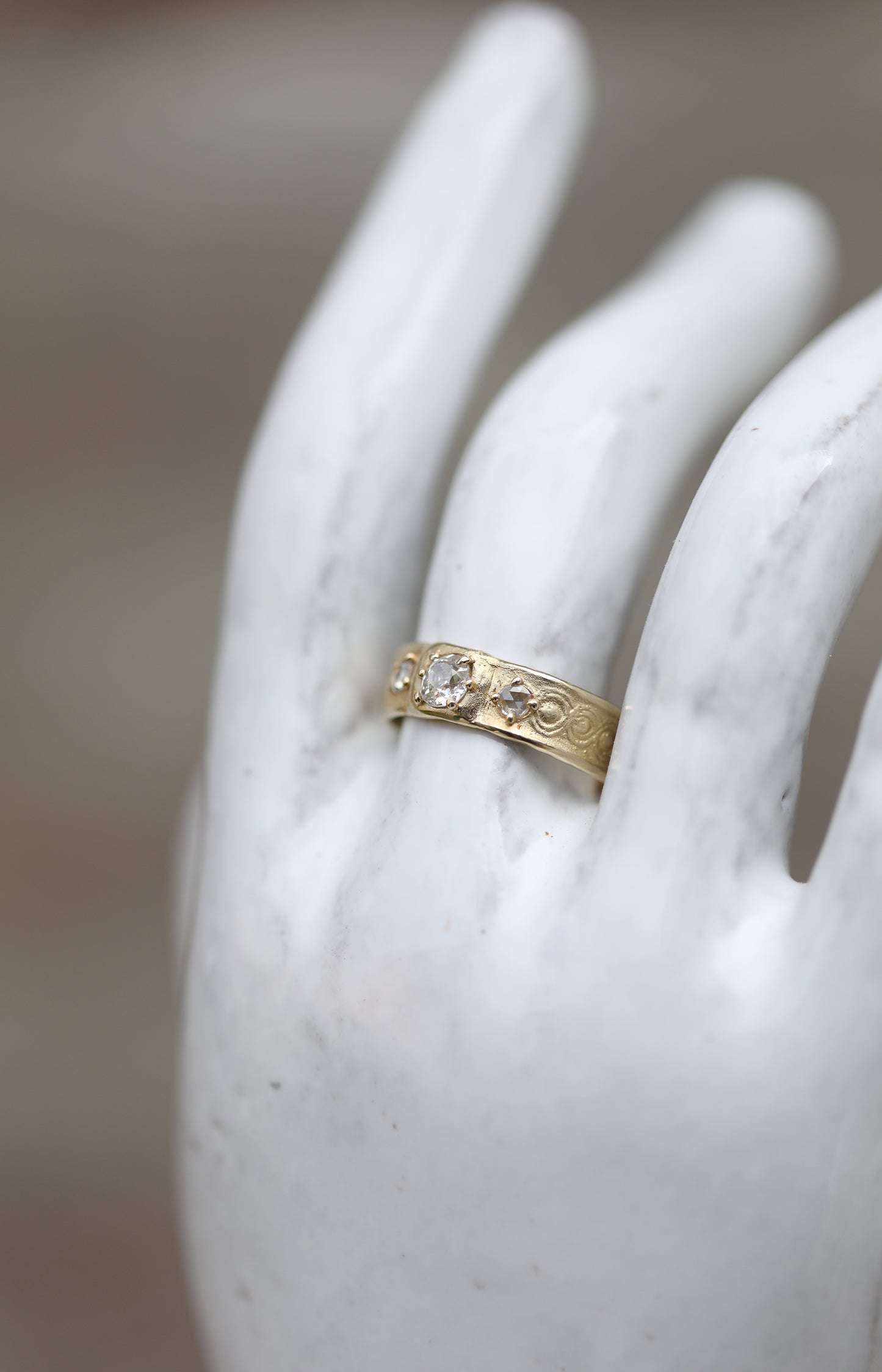 Old Mine Cut Gold Diamond Ring