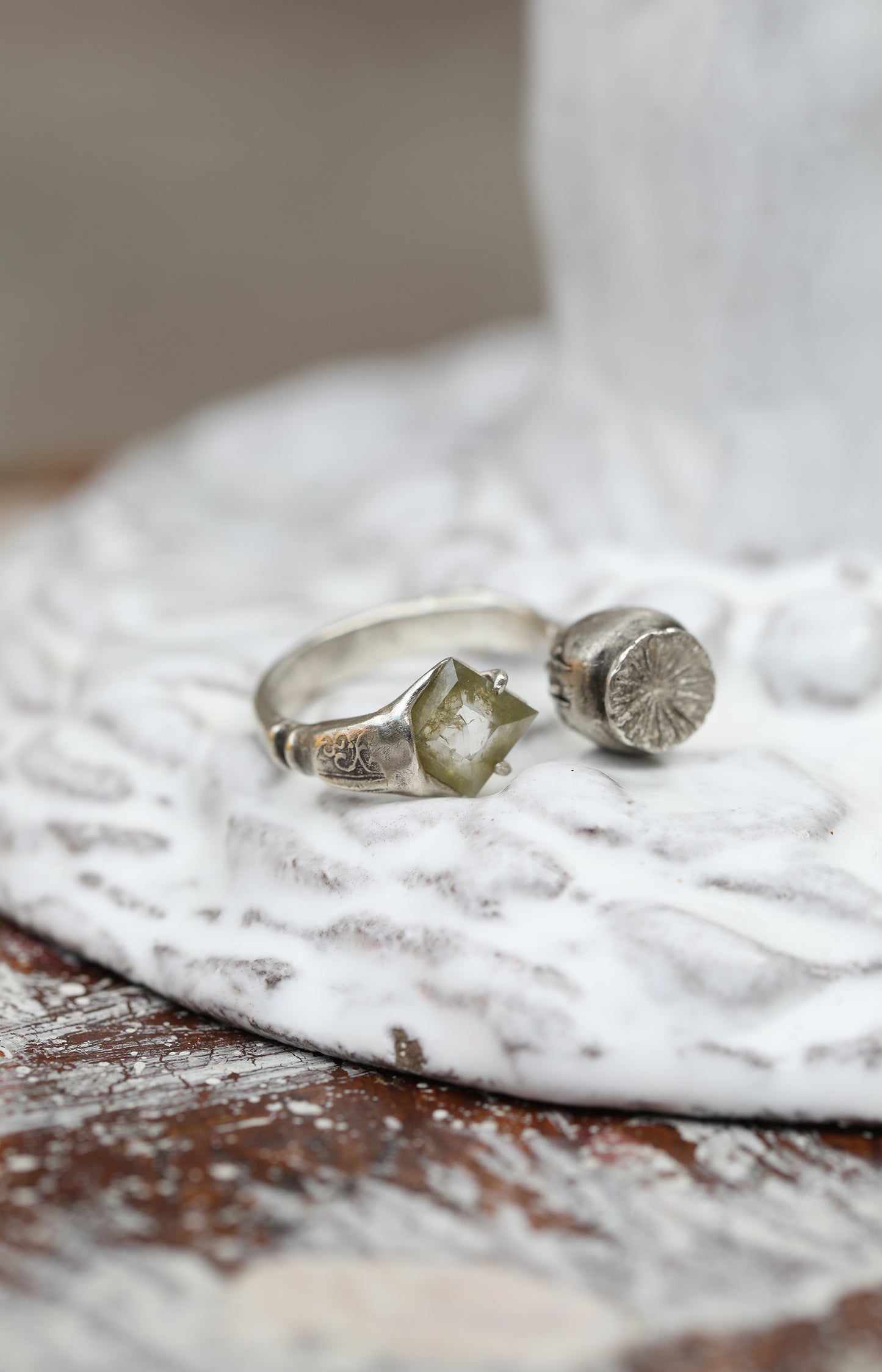 Silver & Diamond Poppy Pod Ring