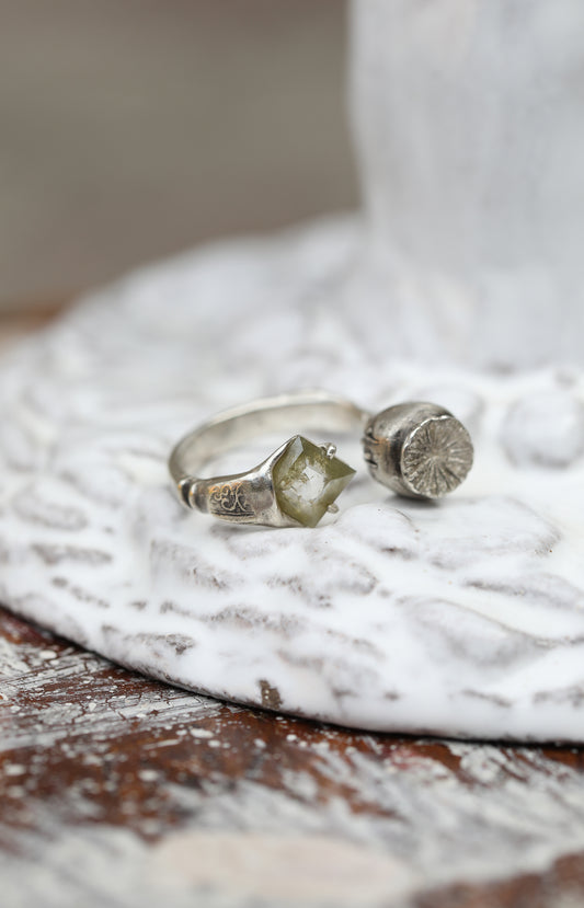 Silver & Diamond Poppy Pod Ring