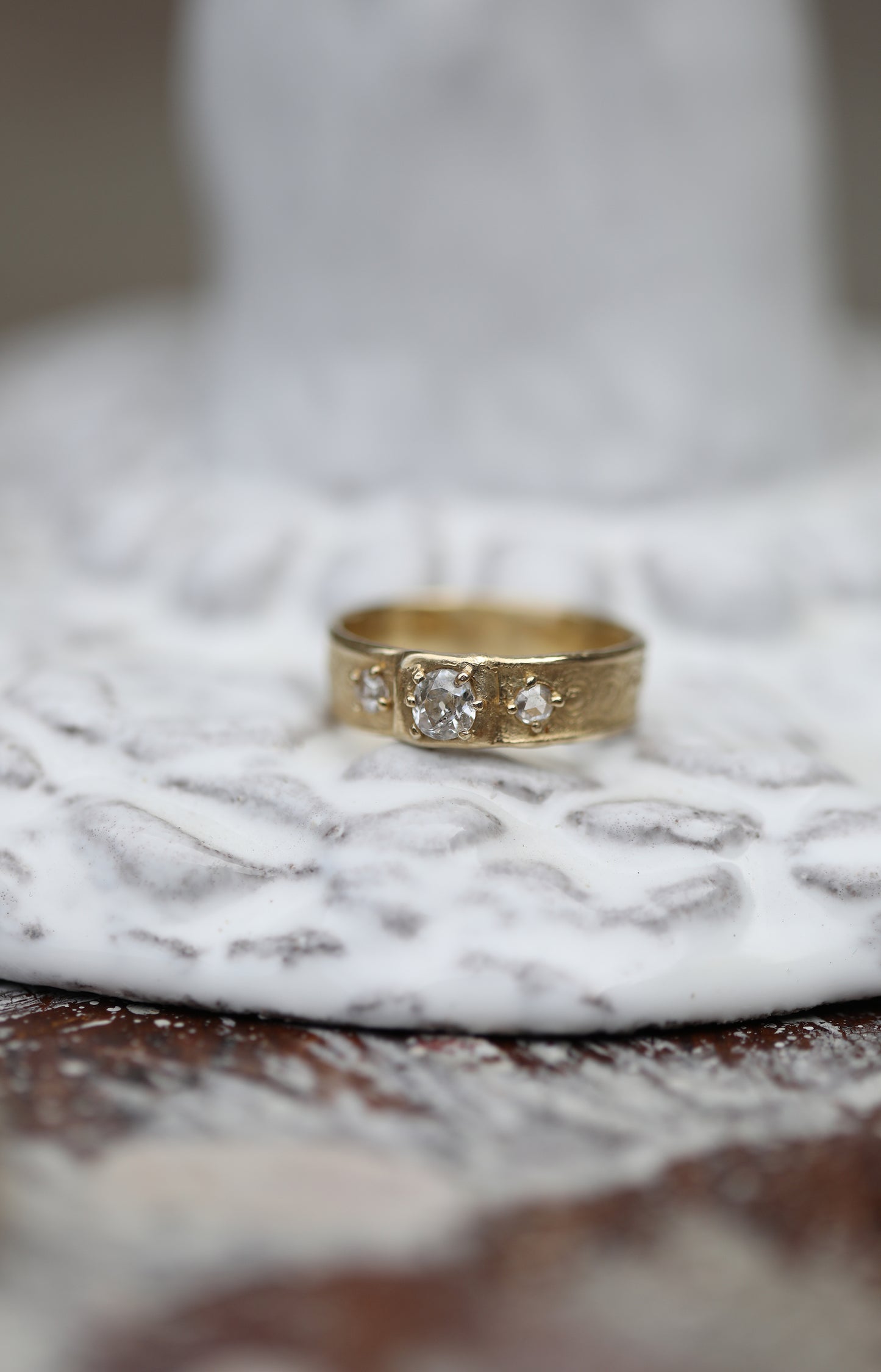 Old Mine Cut Gold Diamond Ring