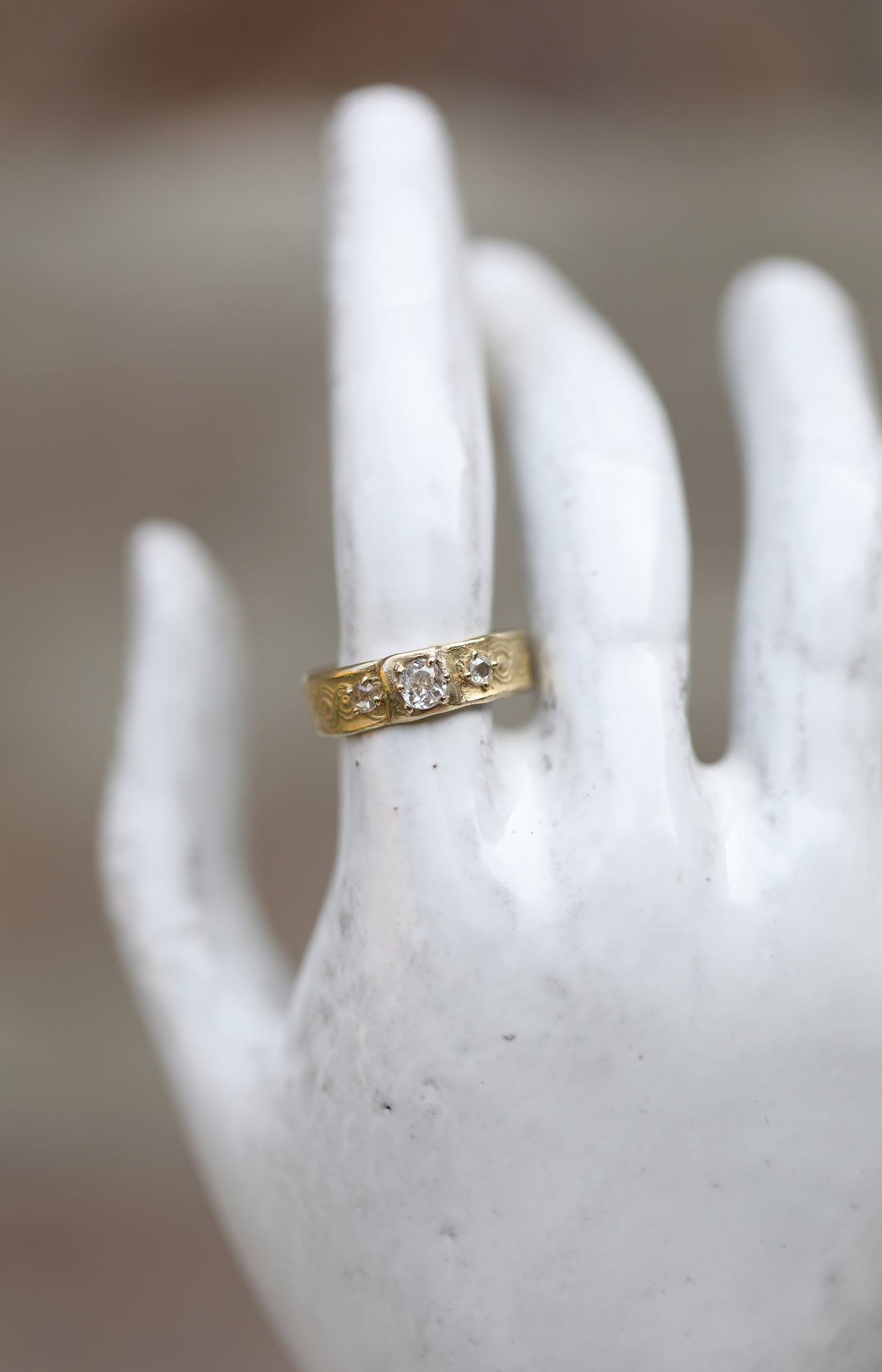 Old Mine Cut Gold Diamond Ring