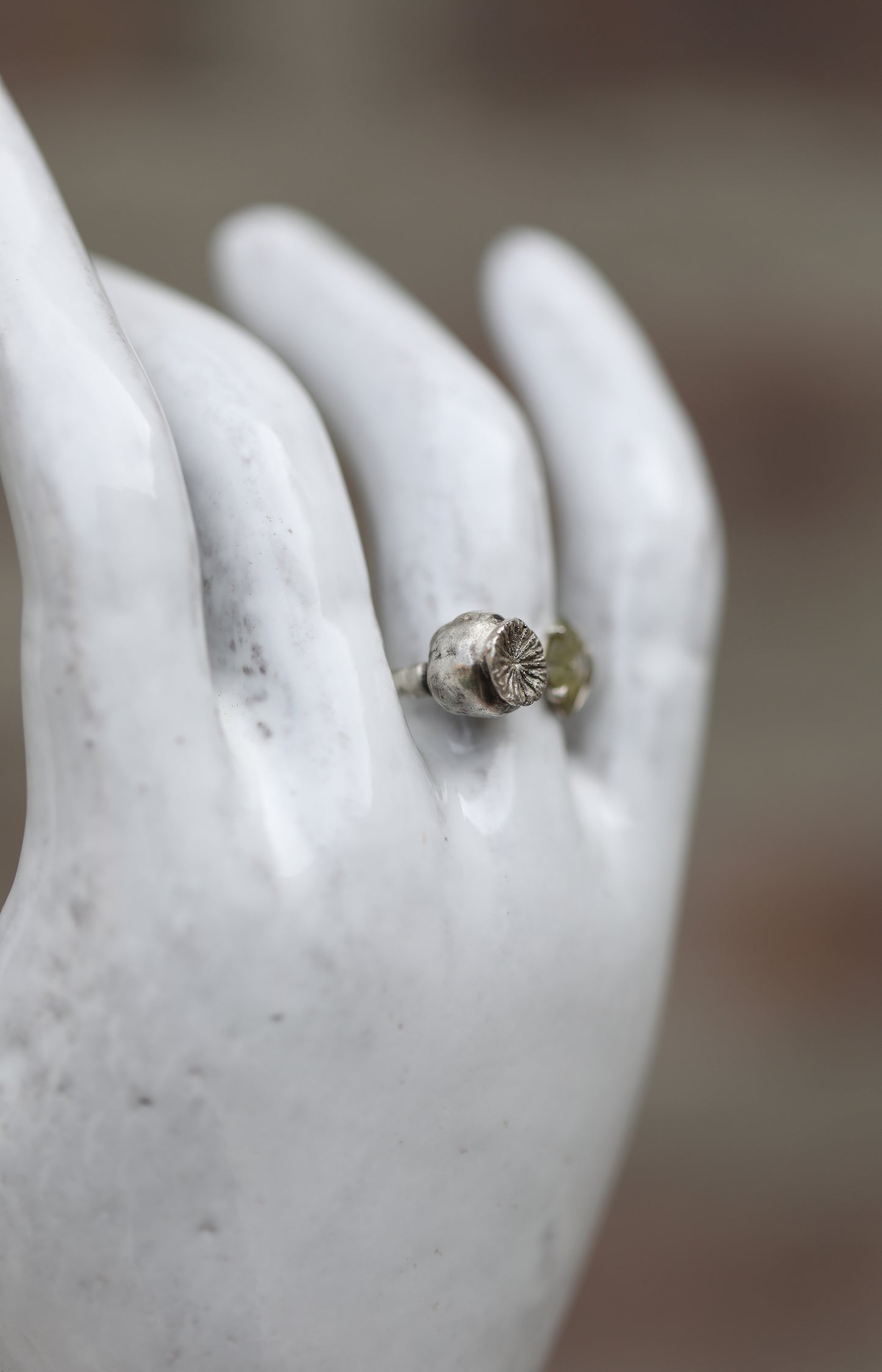 Silver & Diamond Poppy Pod Ring