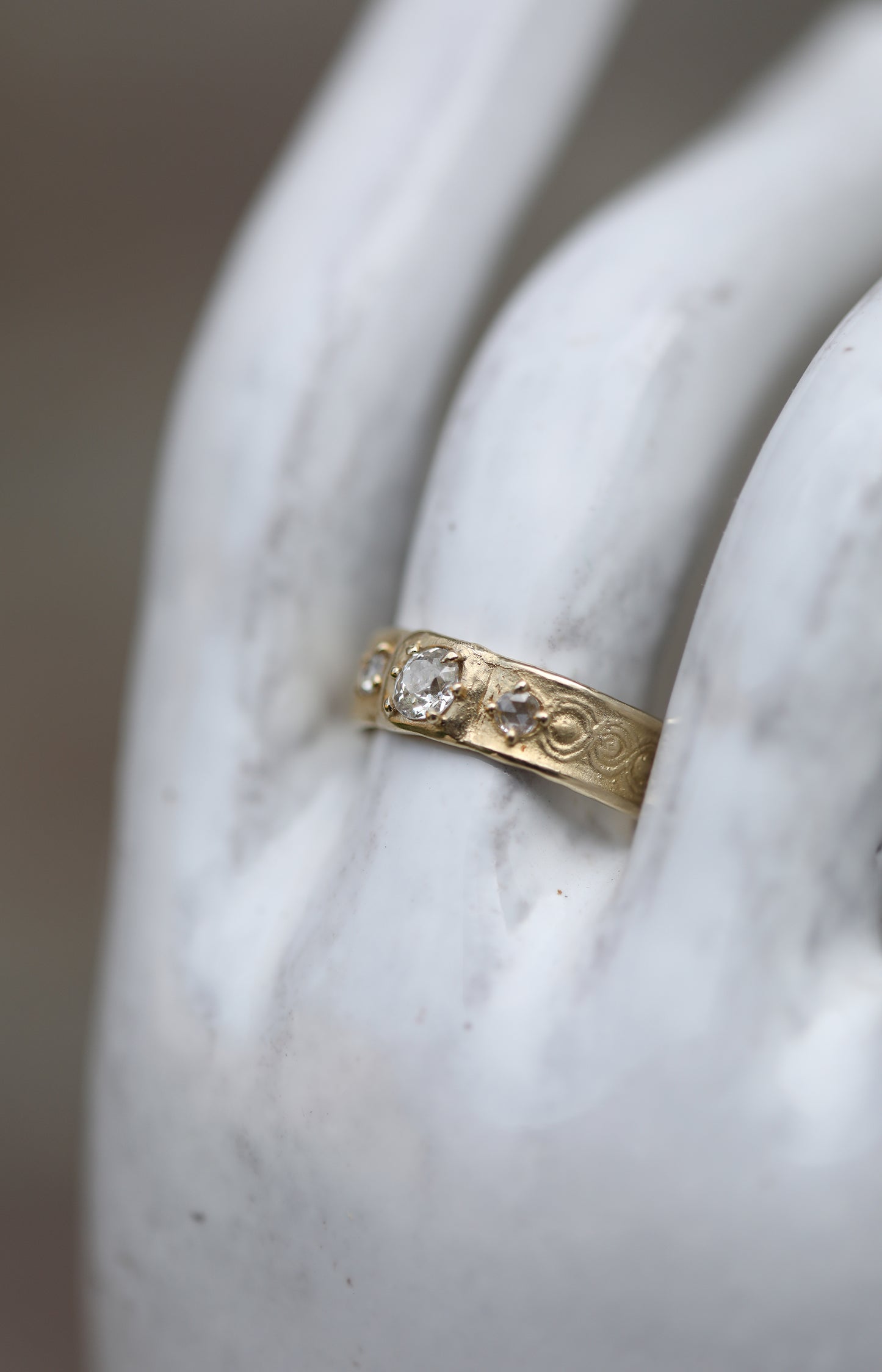 Old Mine Cut Gold Diamond Ring