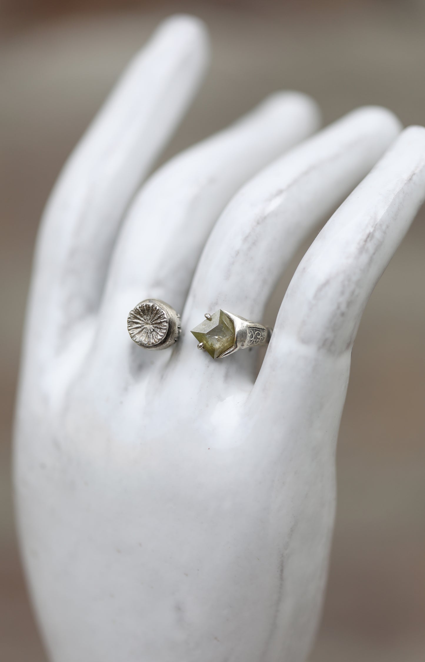 Silver & Diamond Poppy Pod Ring