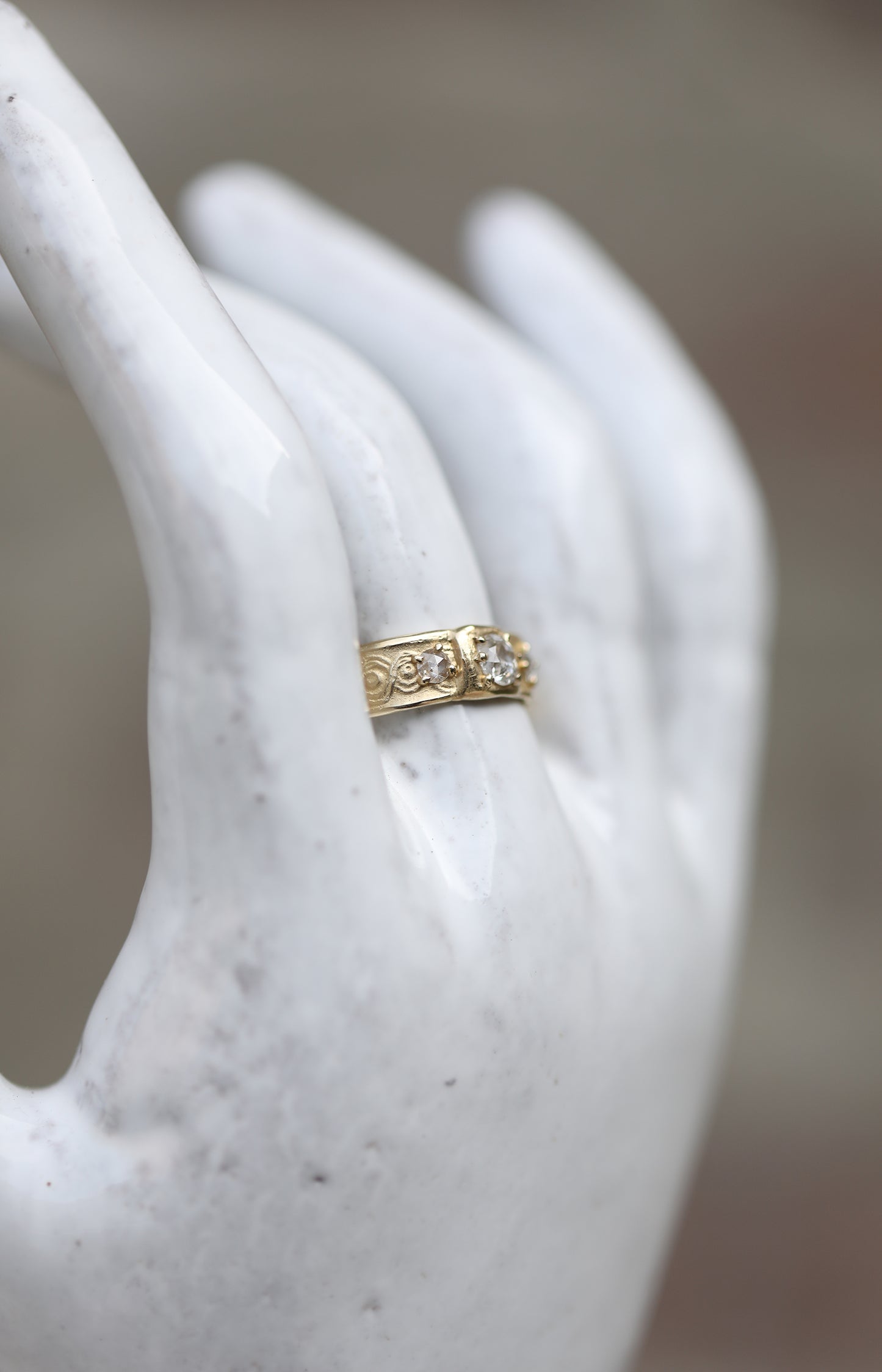 Old Mine Cut Gold Diamond Ring