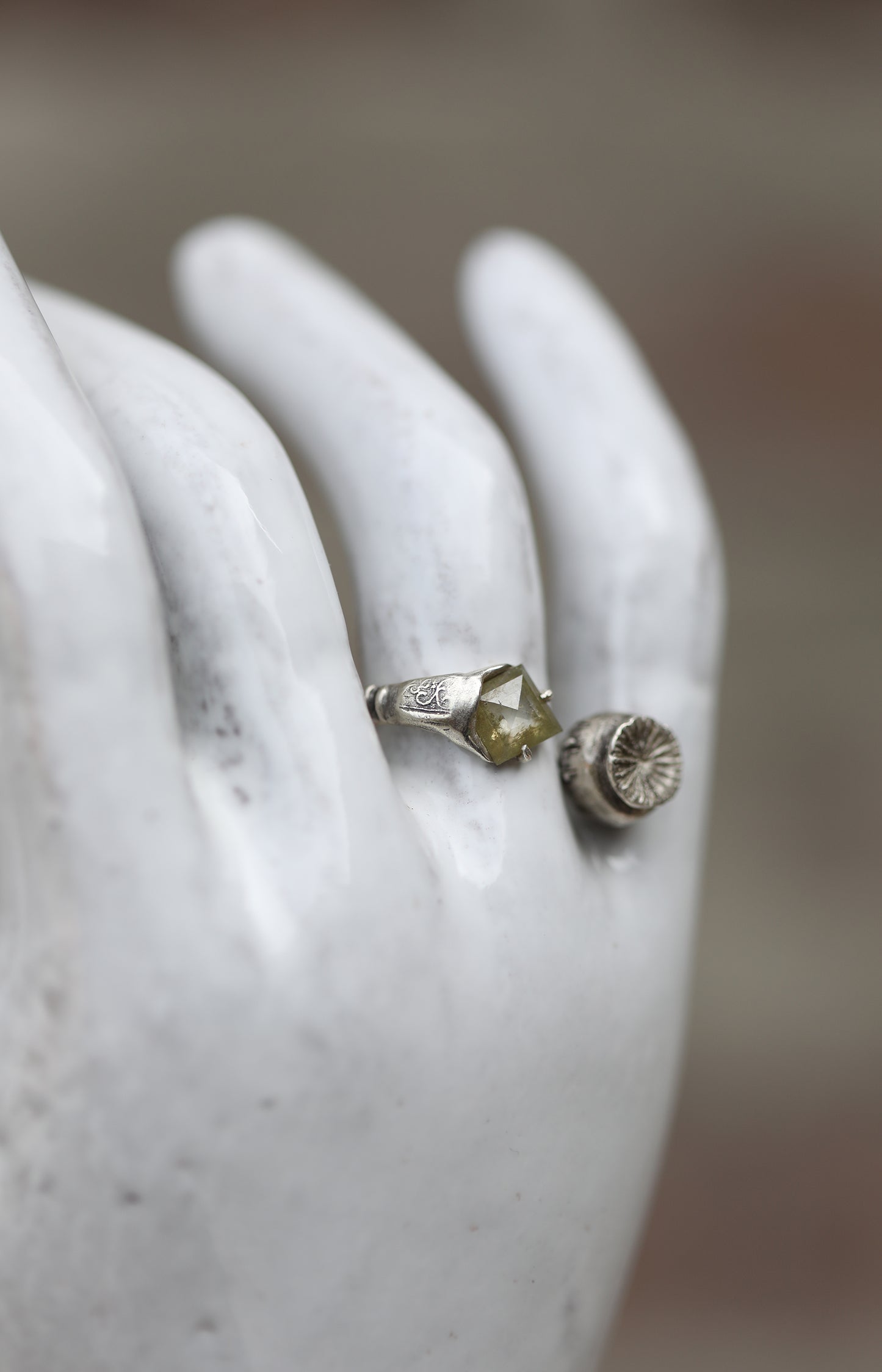 Silver & Diamond Poppy Pod Ring