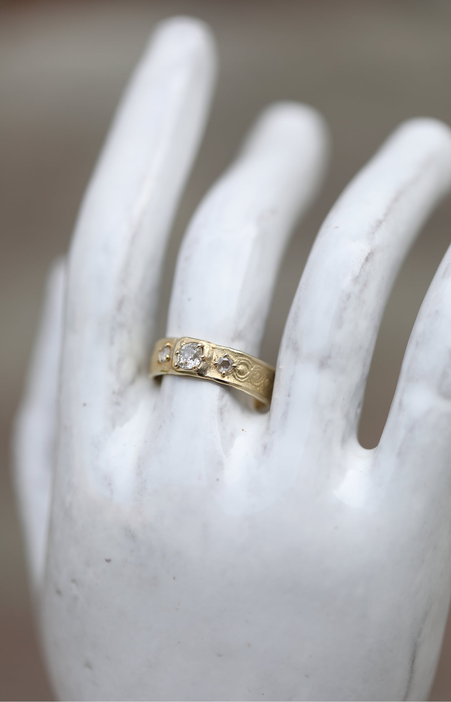 Old Mine Cut Gold Diamond Ring