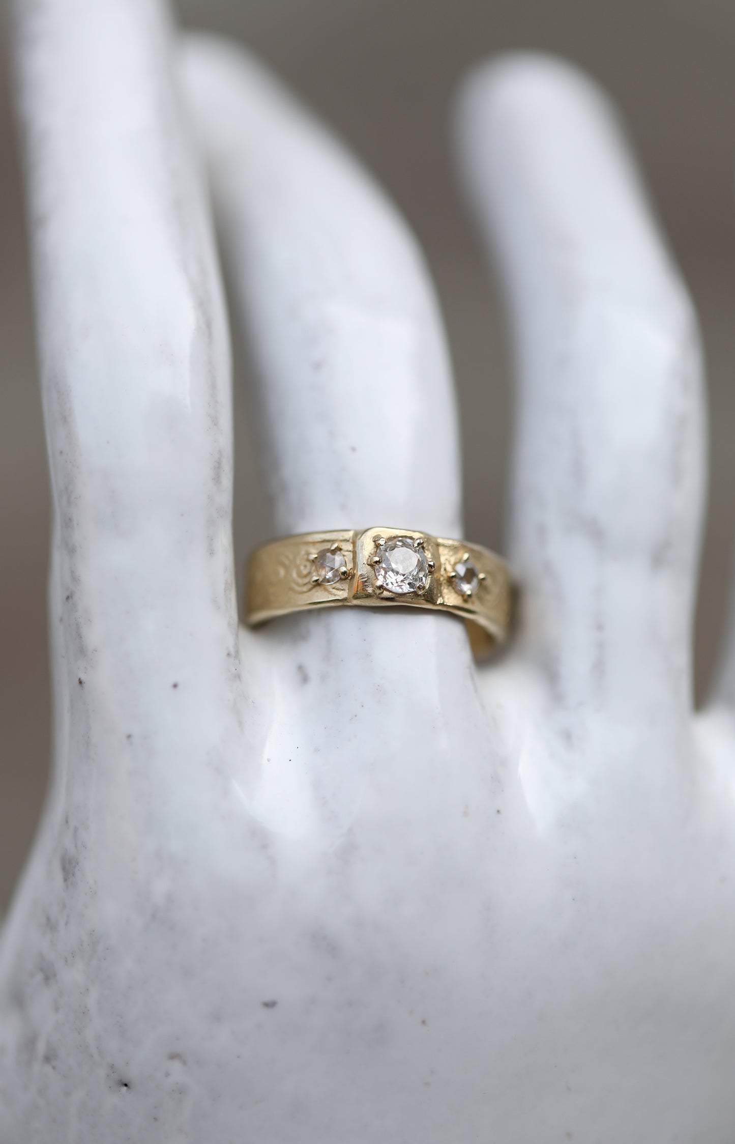 Old Mine Cut Gold Diamond Ring