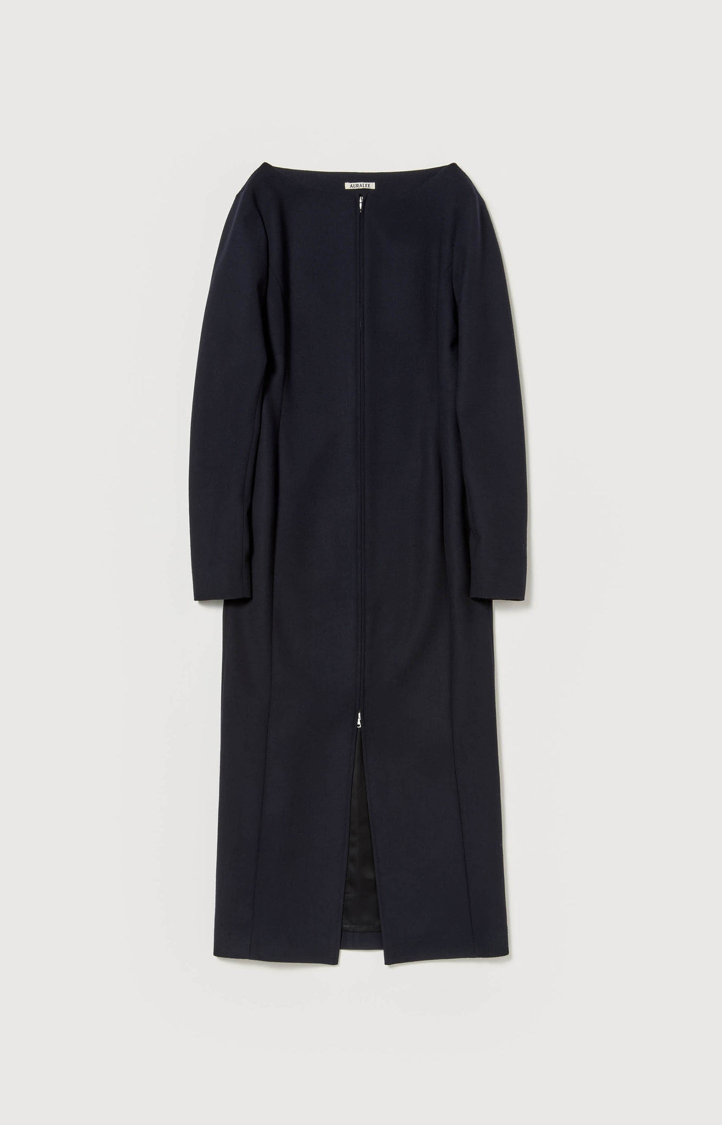 Navy Tense Wool Double Clothing Front Zip Dress